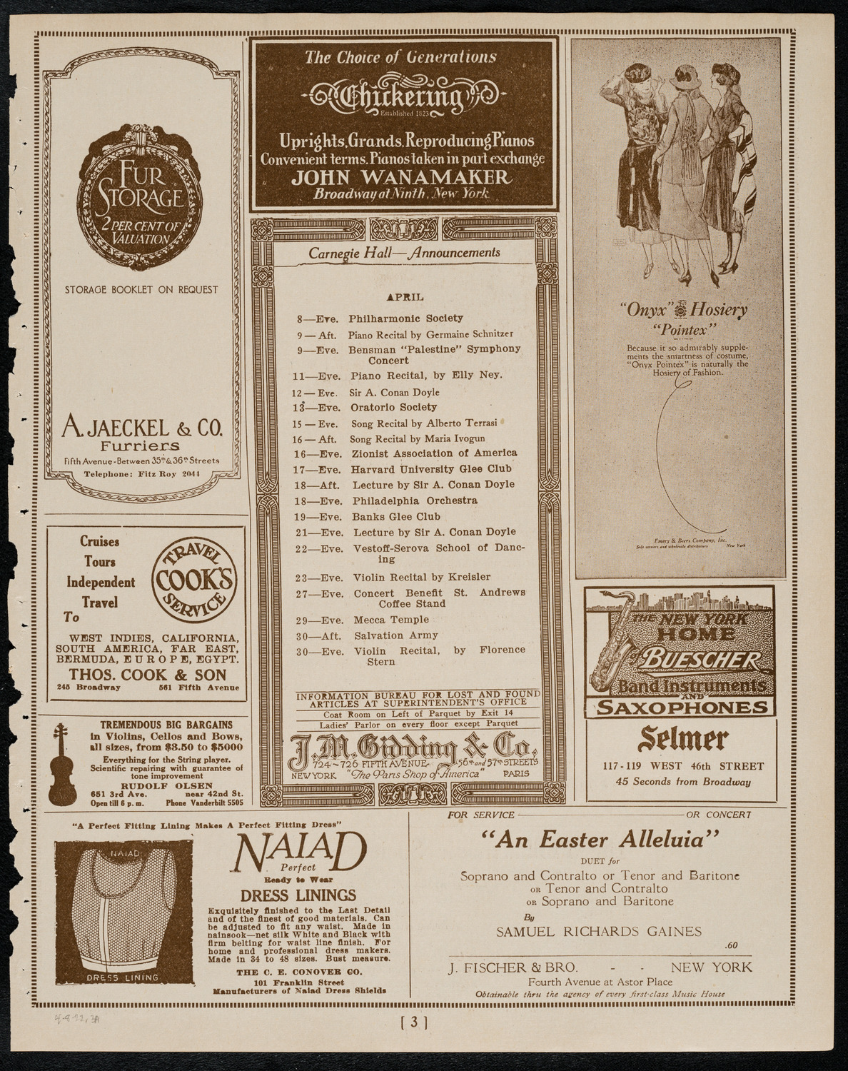 Claire Dux, Soprano, April 8, 1922, program page 3