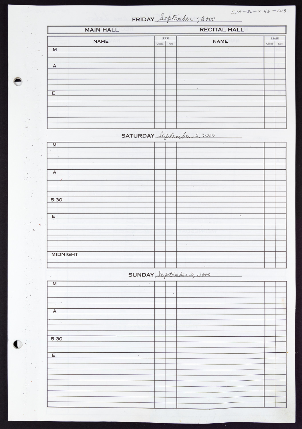 Carnegie Hall Booking Ledger, volume 46, page 3