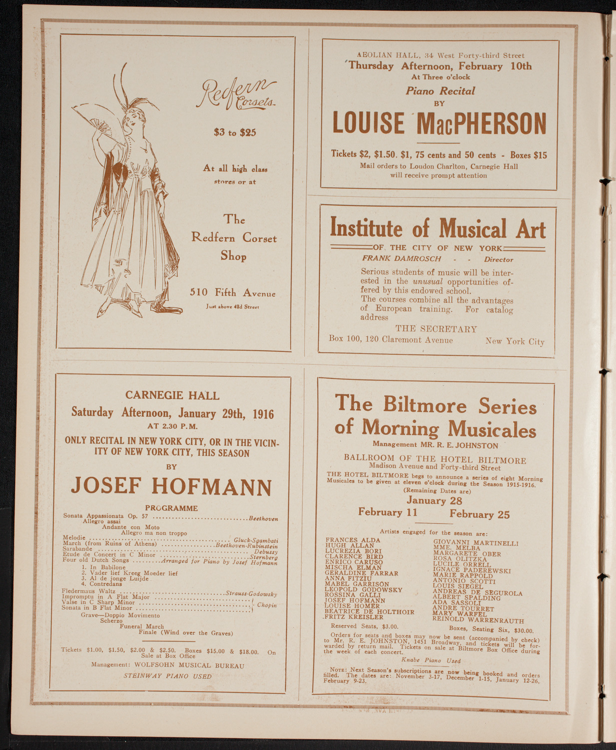 New York Philharmonic, January 28, 1916, program page 2