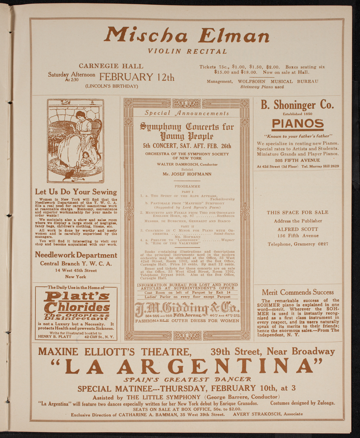 New York Philharmonic, February 6, 1916, program page 9
