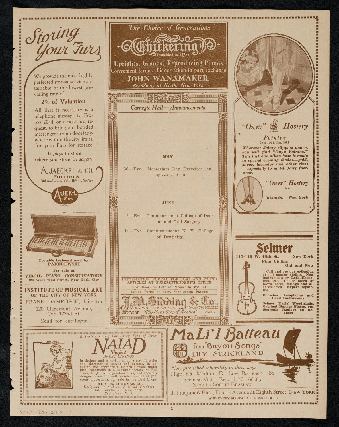 Graduation: Packard Commercial School, May 24, 1923, program page 3