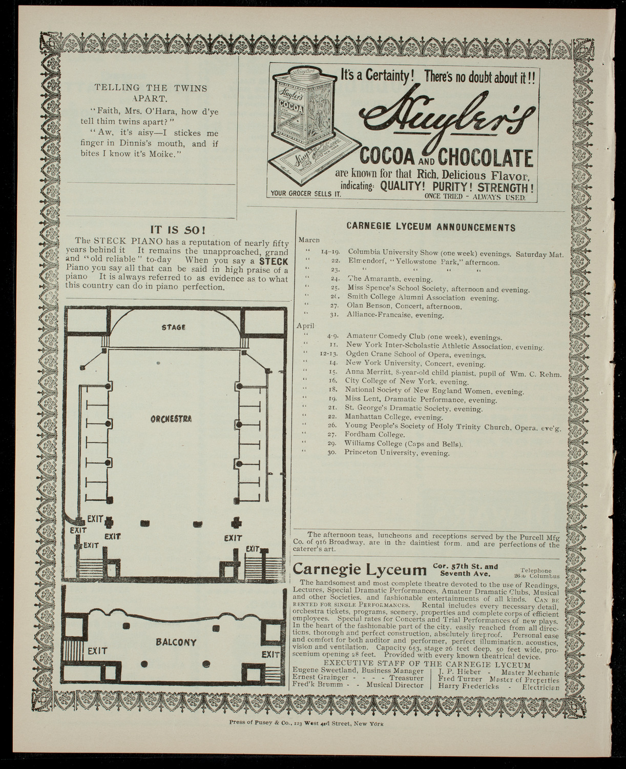 Columbia Varsity Show 1904, March 16, 1904, program page 4