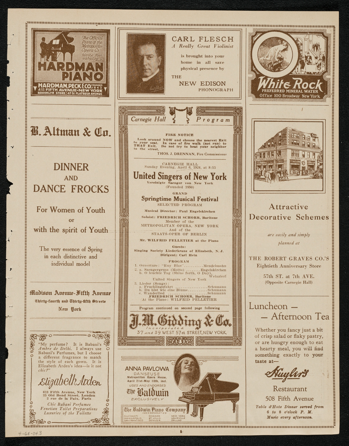 United Singers of New York, April 6, 1924, program page 5