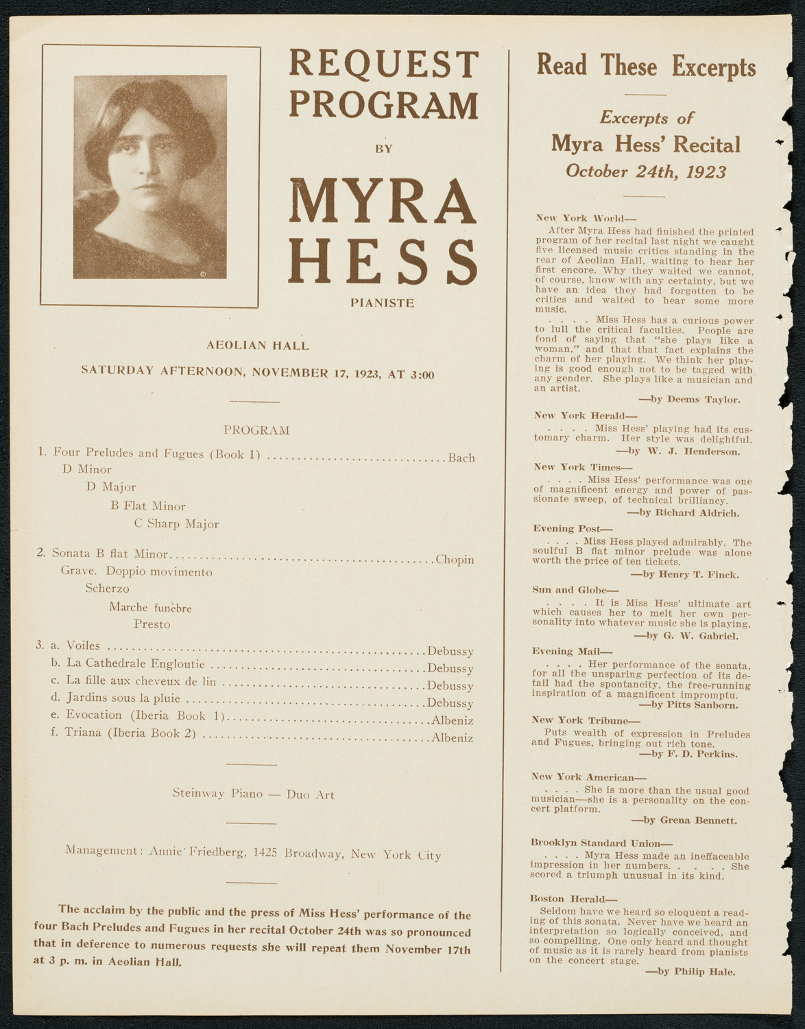 Reinald Werrenrath, Baritone, November 11, 1923, program page 4