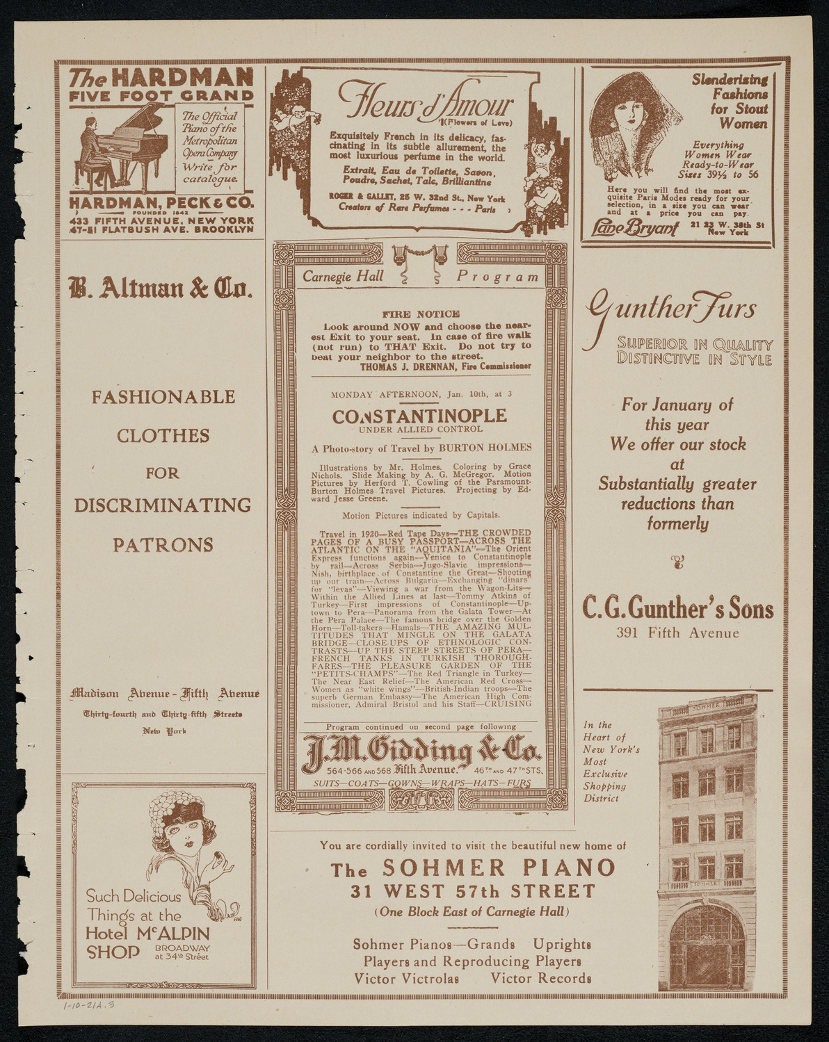 Burton Holmes Travelogue: Constantinople, January 10, 1921, program page 5