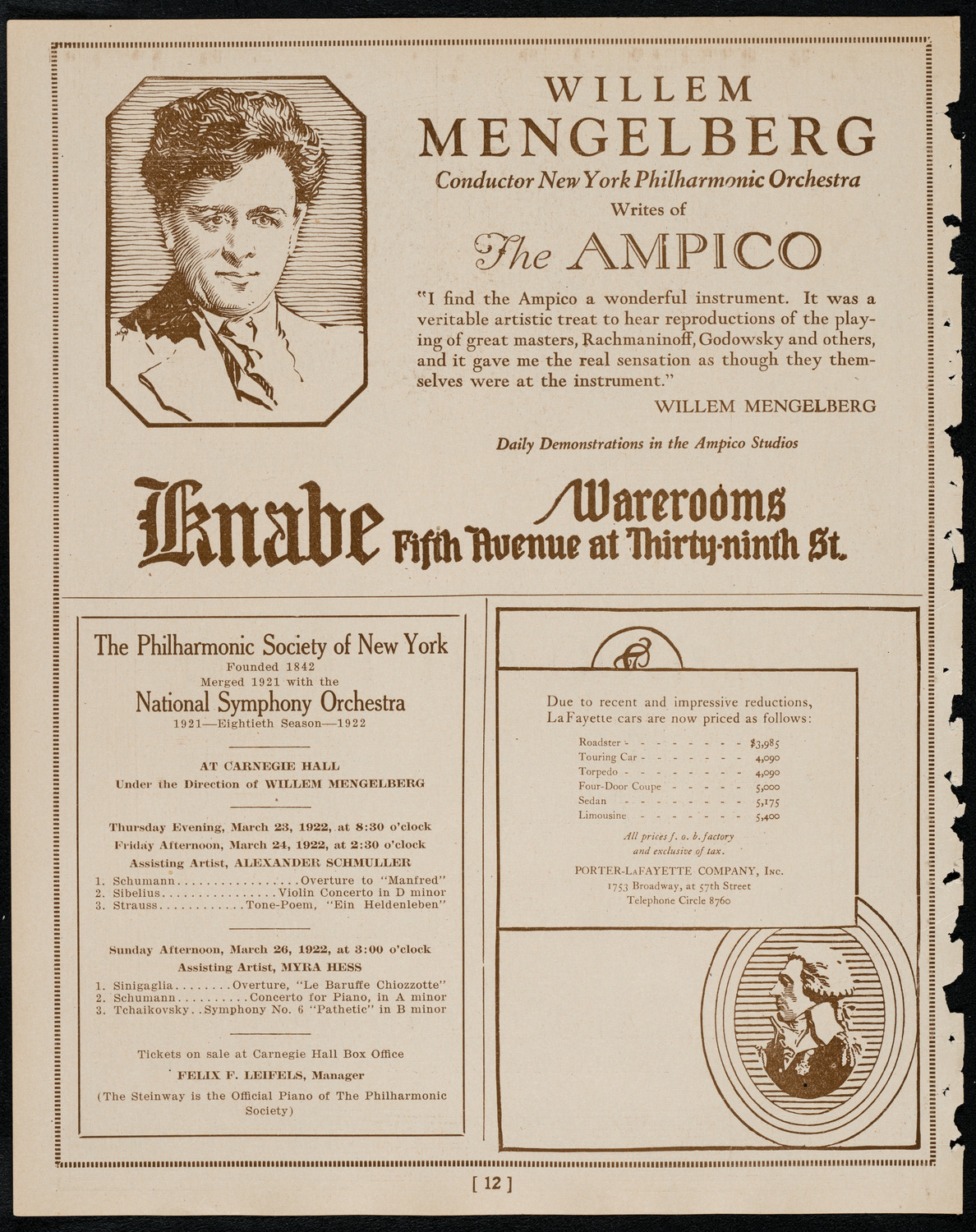 Frieda Hempel, Soprano, March 21, 1922, program page 12
