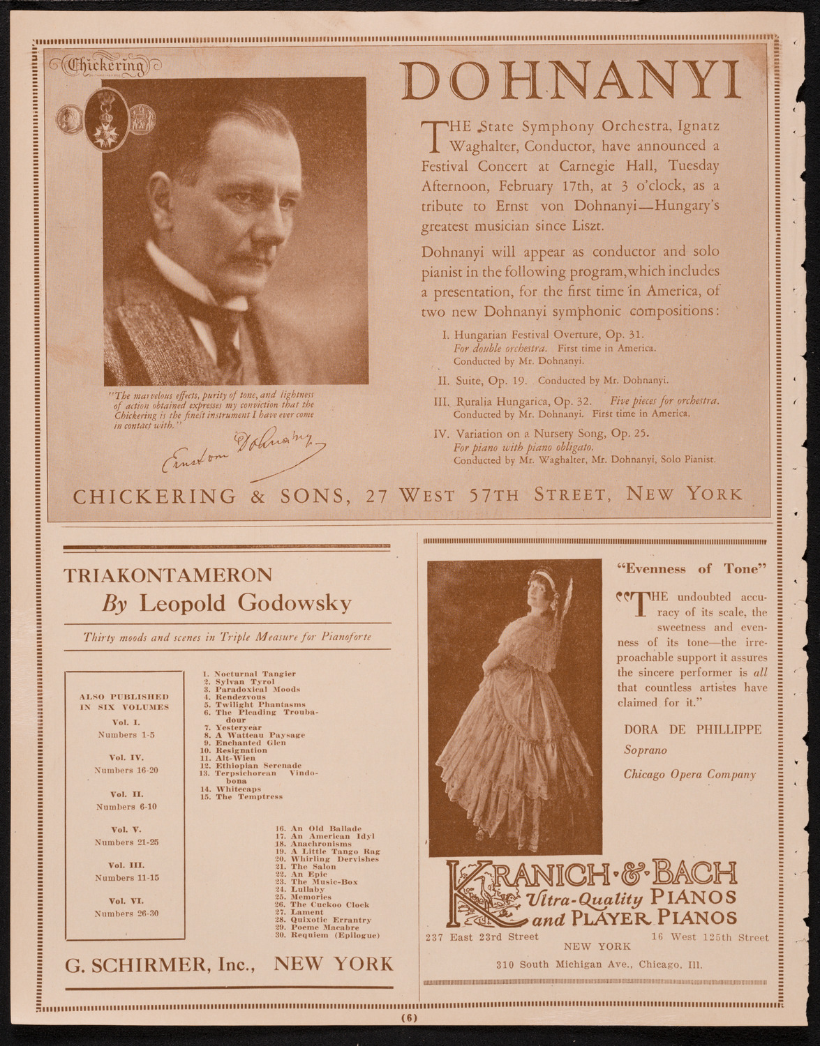 Alexander Brailowsky, Piano, February 14, 1925, program page 6