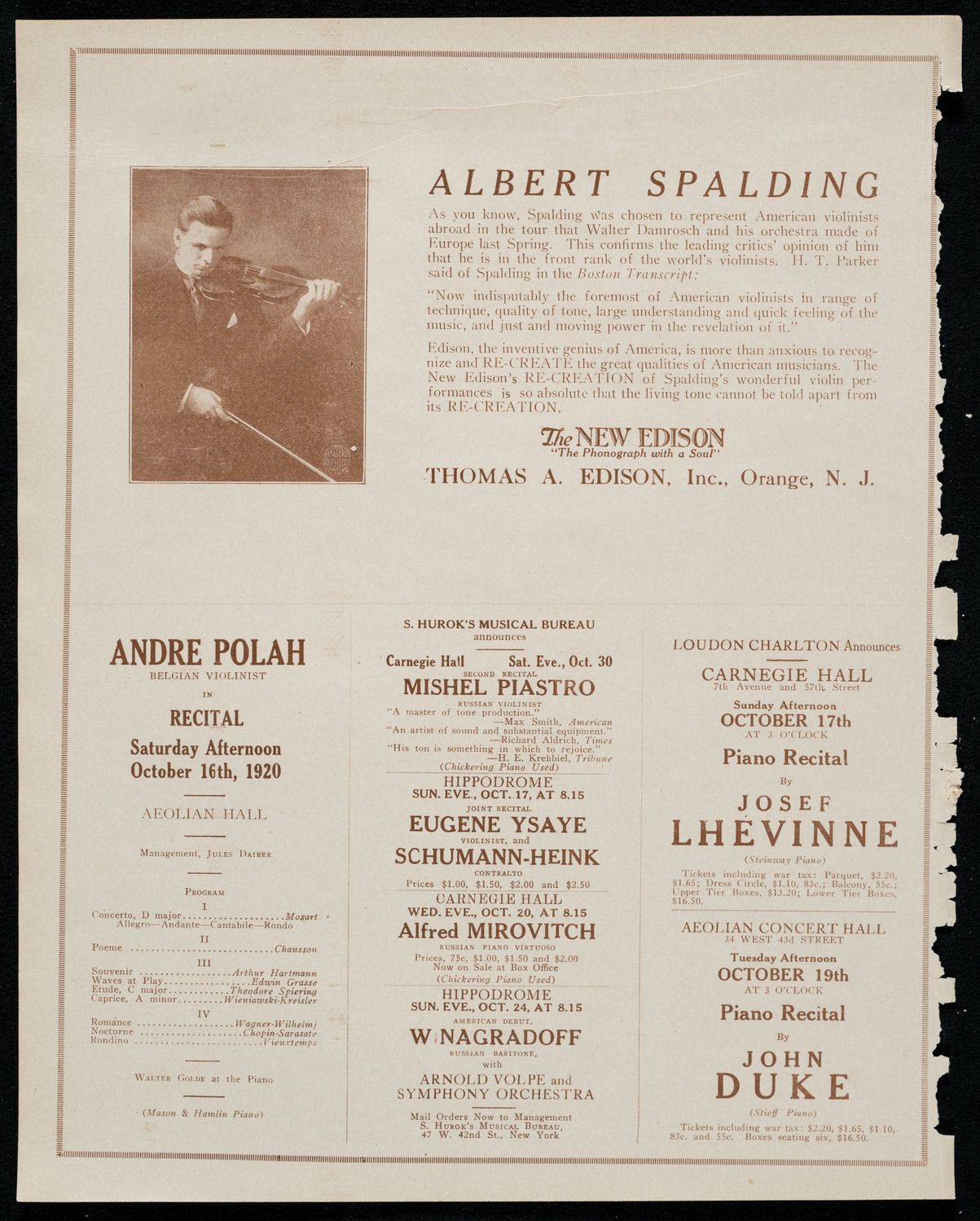 Columbus Day Celebration, October 12, 1920, program page 2