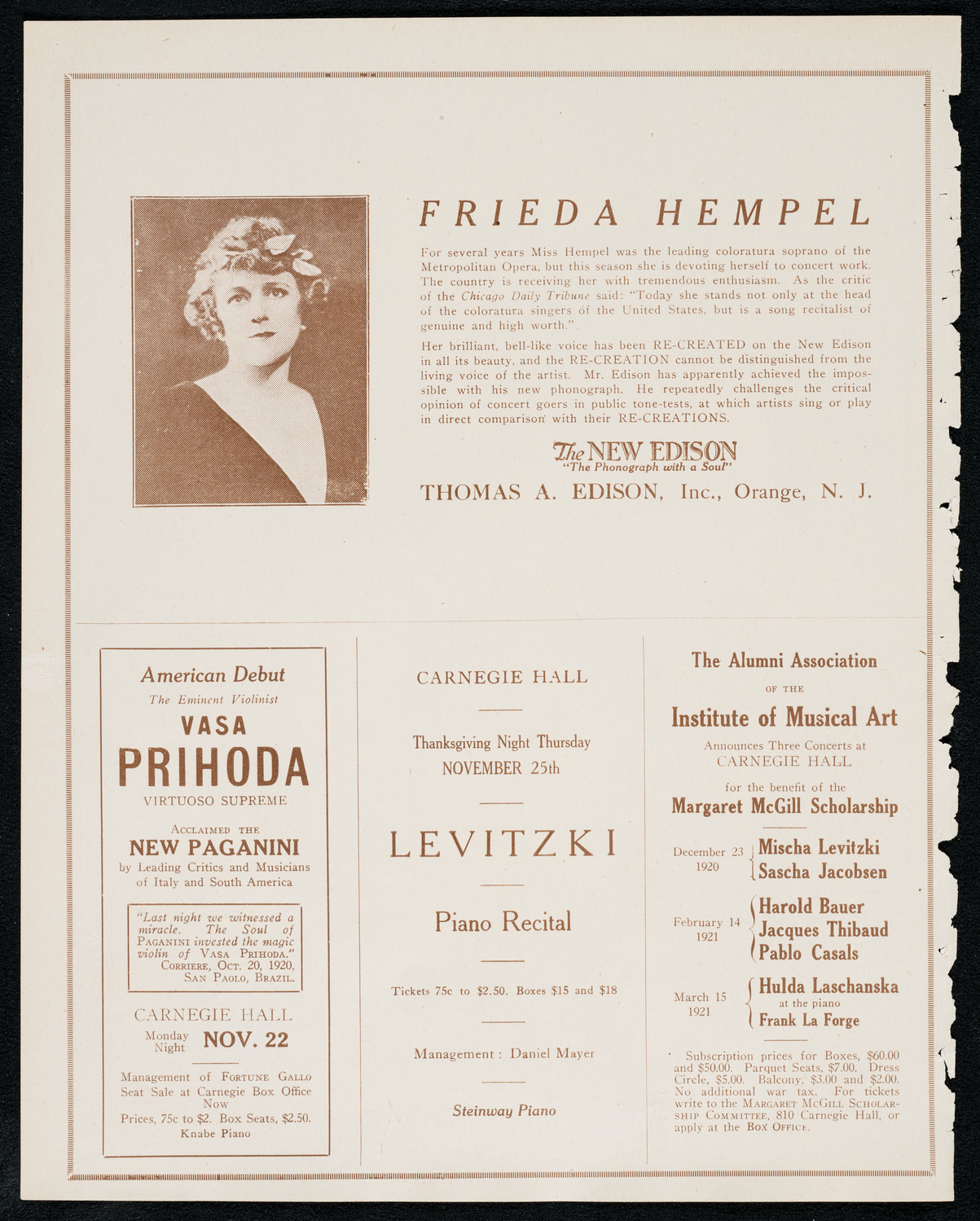 Albert Vertchamp, Violin, November 17, 1920, program page 2