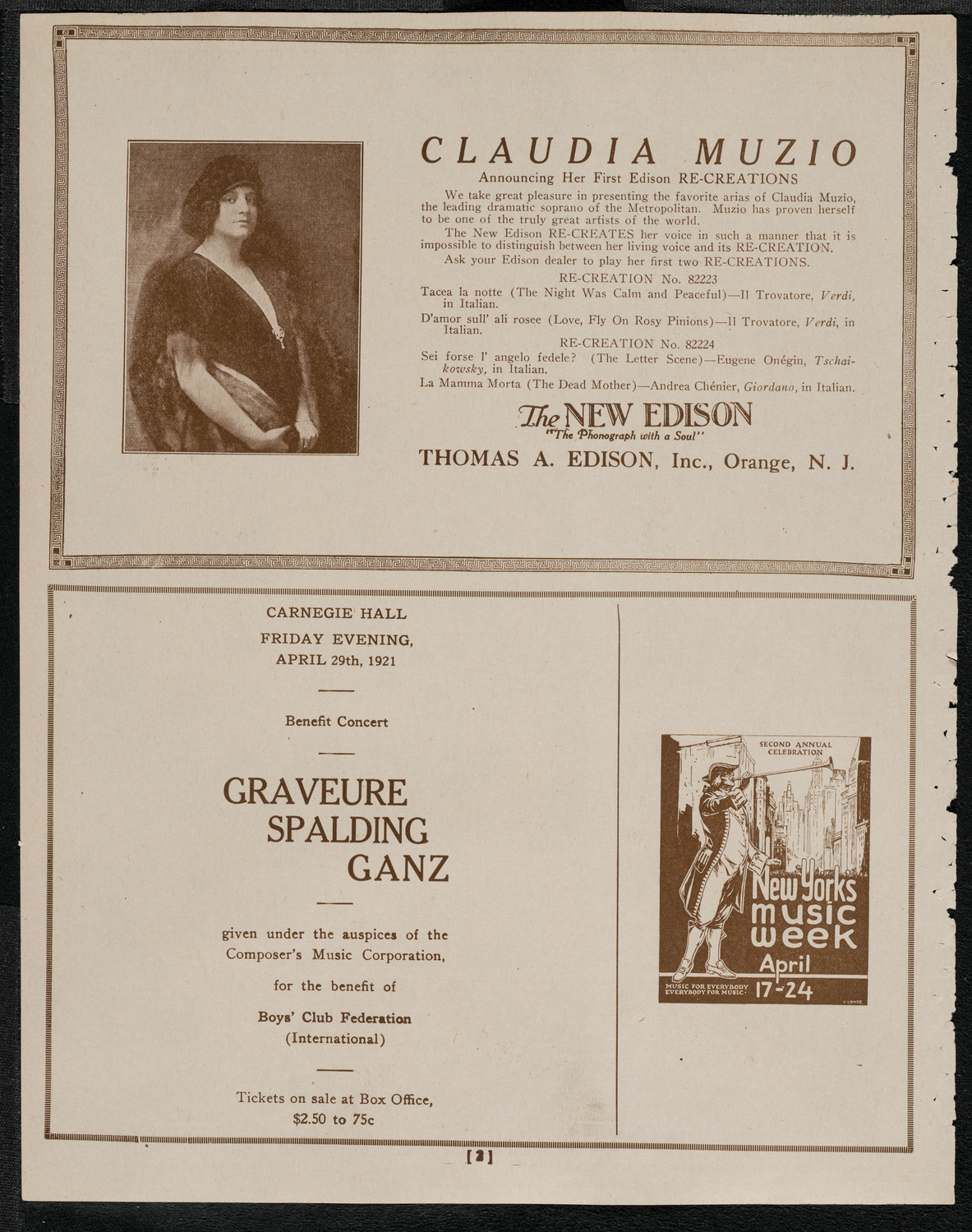 National Symphony Orchestra, April 24, 1921, program page 2