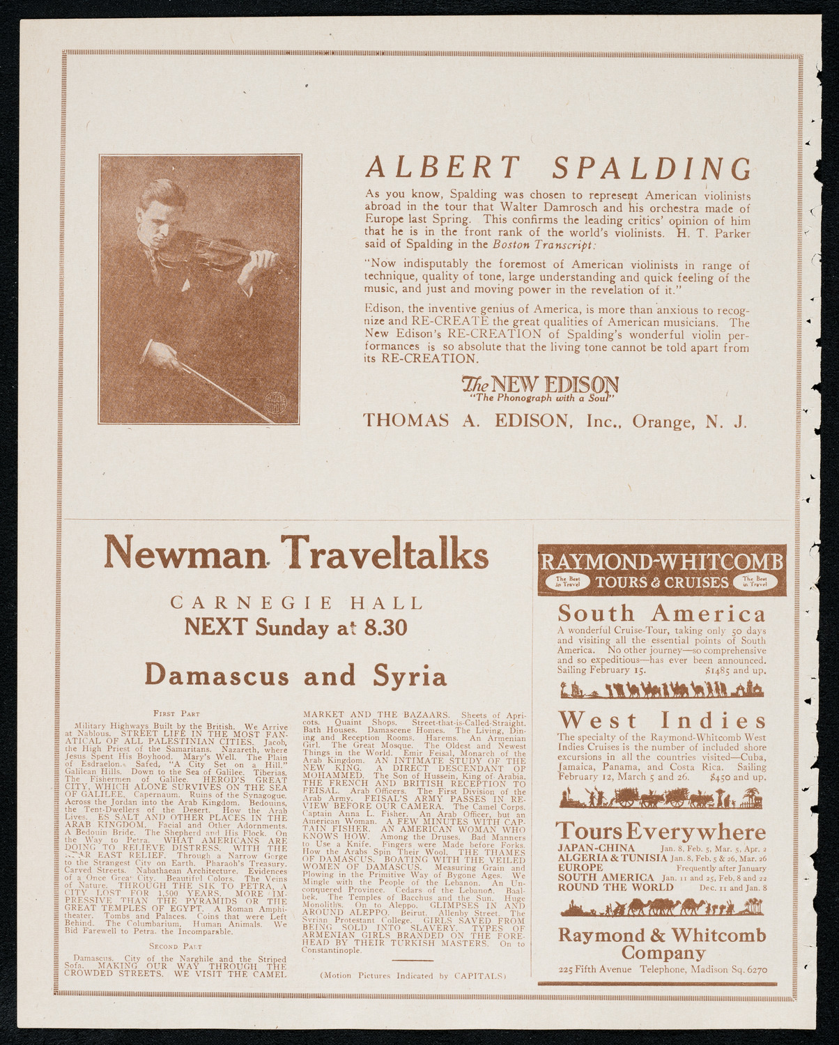 Newman Traveltalks: Jerusalem and the Holy Land, November 21, 1920, program page 2