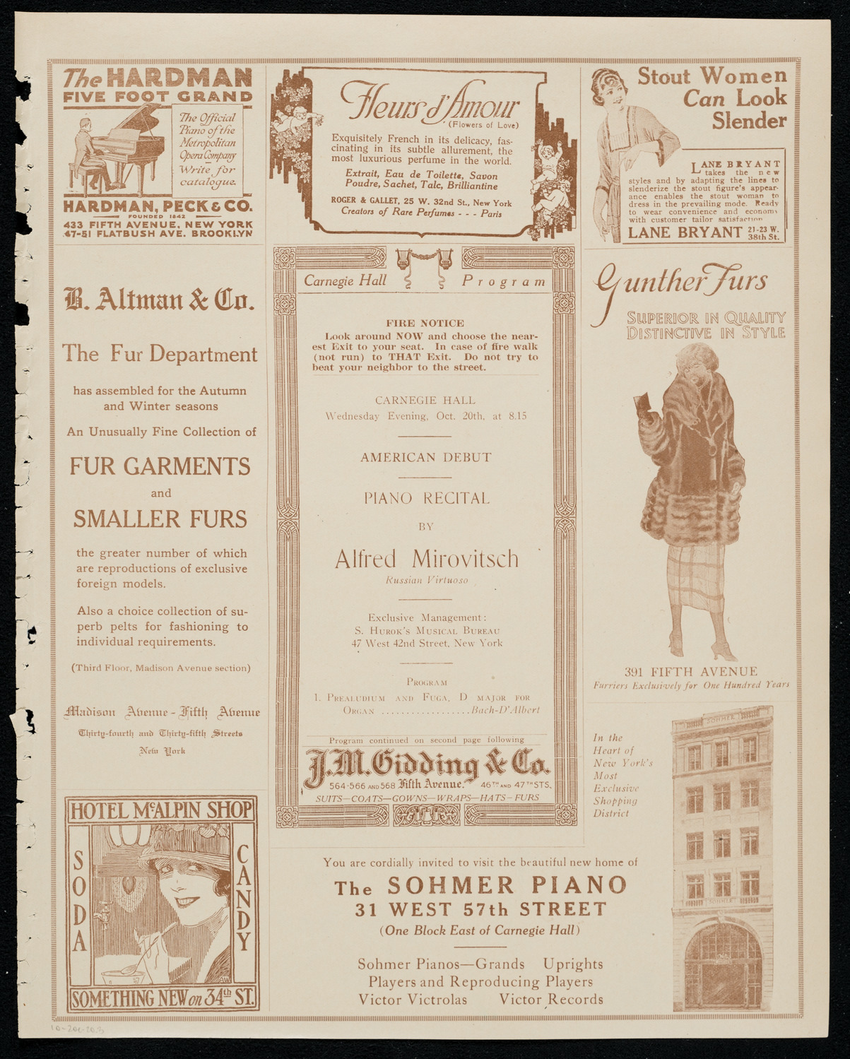 Alfred Mirovitch, Piano, October 20, 1920, program page 5