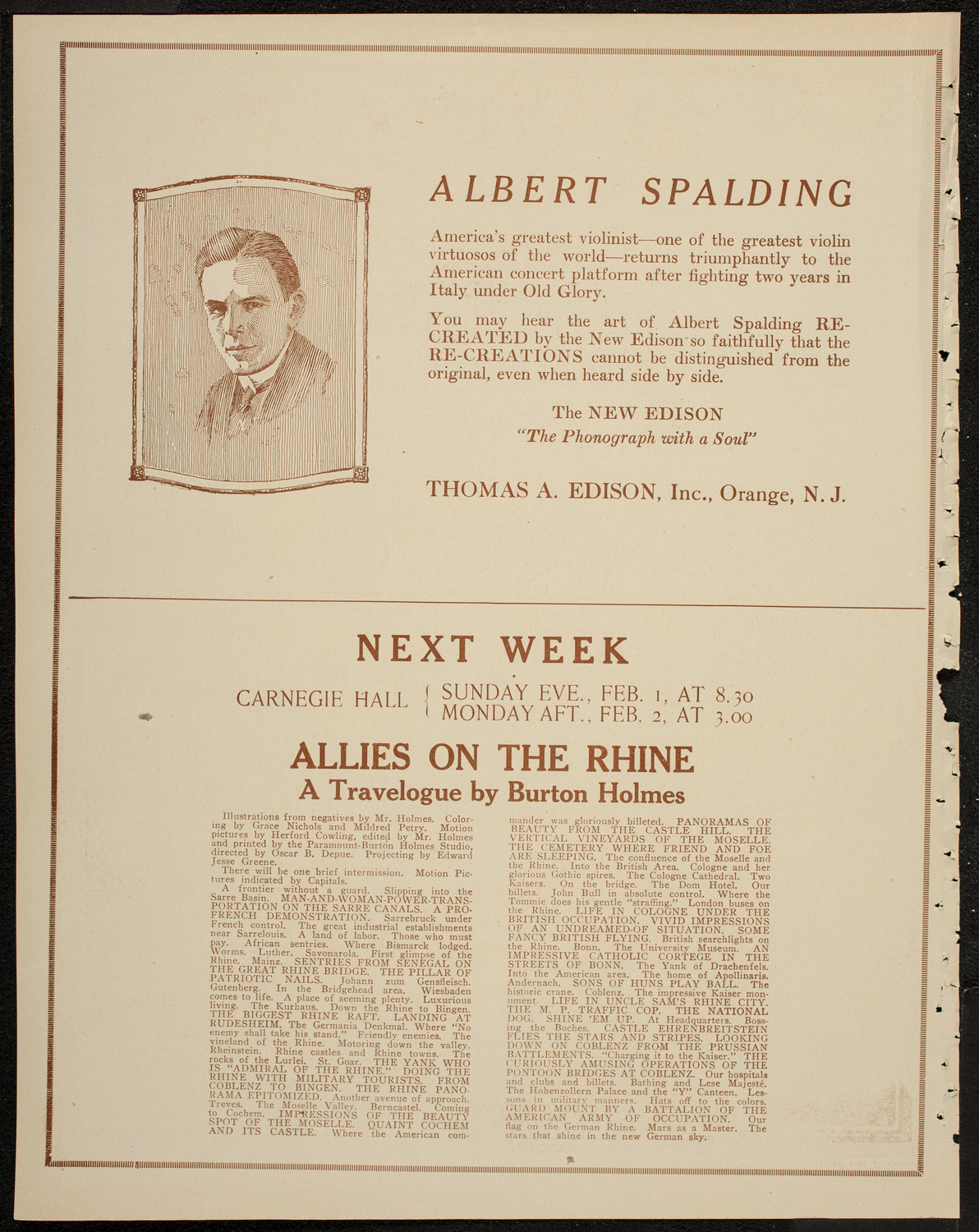 Lecture by Sir Oliver Lodge, January 26, 1920, program page 2