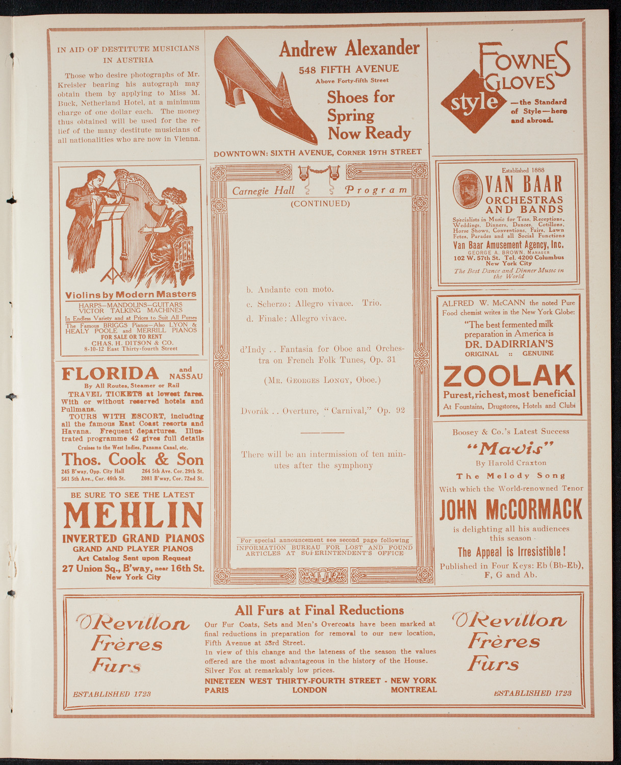 Boston Symphony Orchestra, March 20, 1915, program page 7