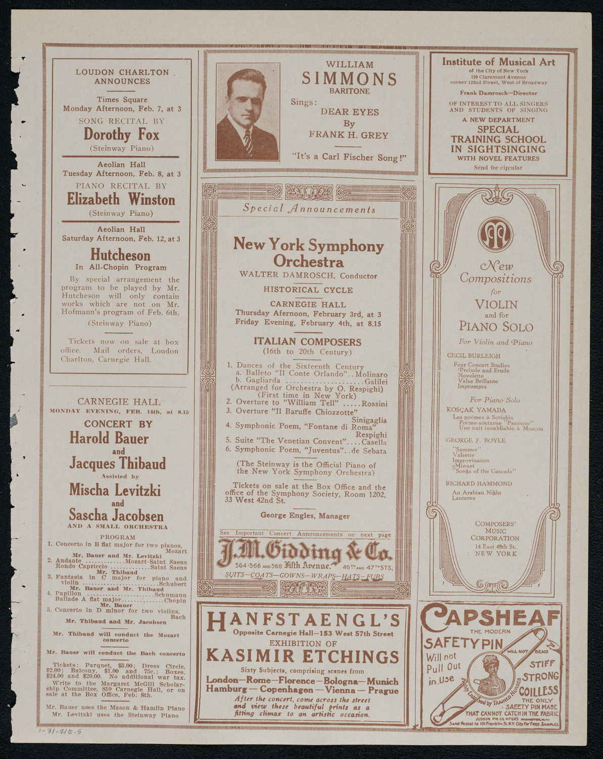 Mecca Temple of New York: Ancient Arabic Order of the Nobles of the Mystic Shrine, January 31, 1921, program page 9
