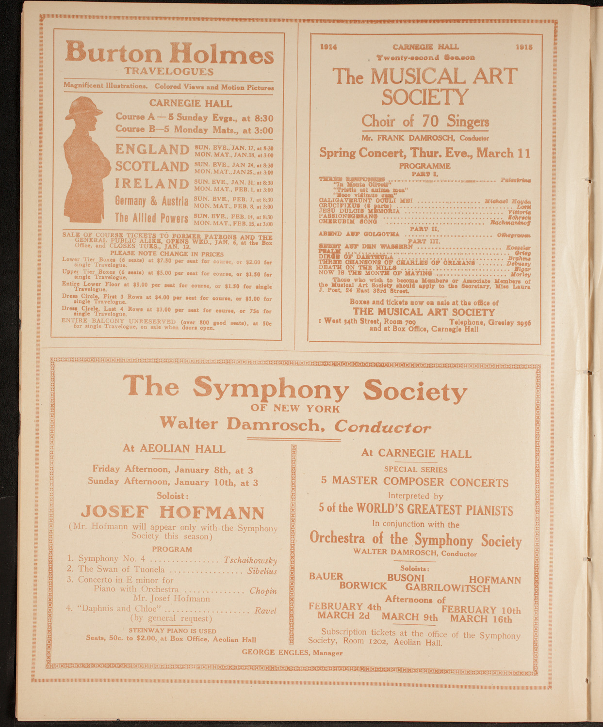 Efrem Zimbalist, Violin, January 2, 1915, program page 8