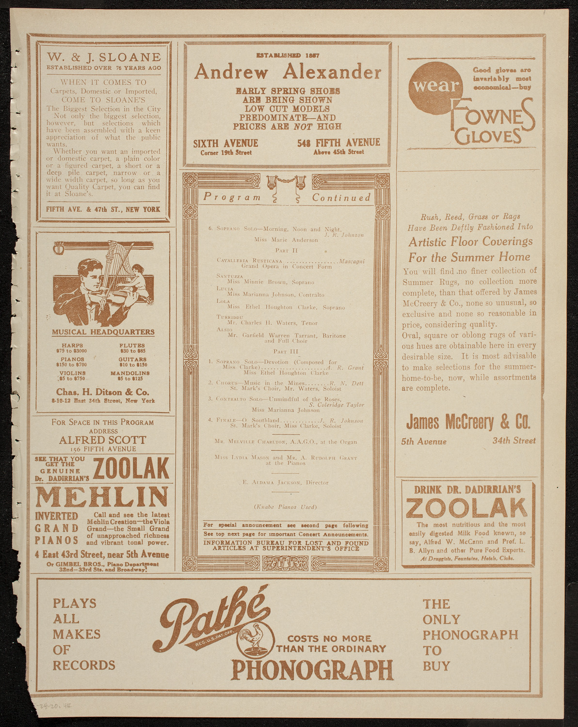 St. Mark's Methodist Episcopal Choir, May 24, 1920, program page 7