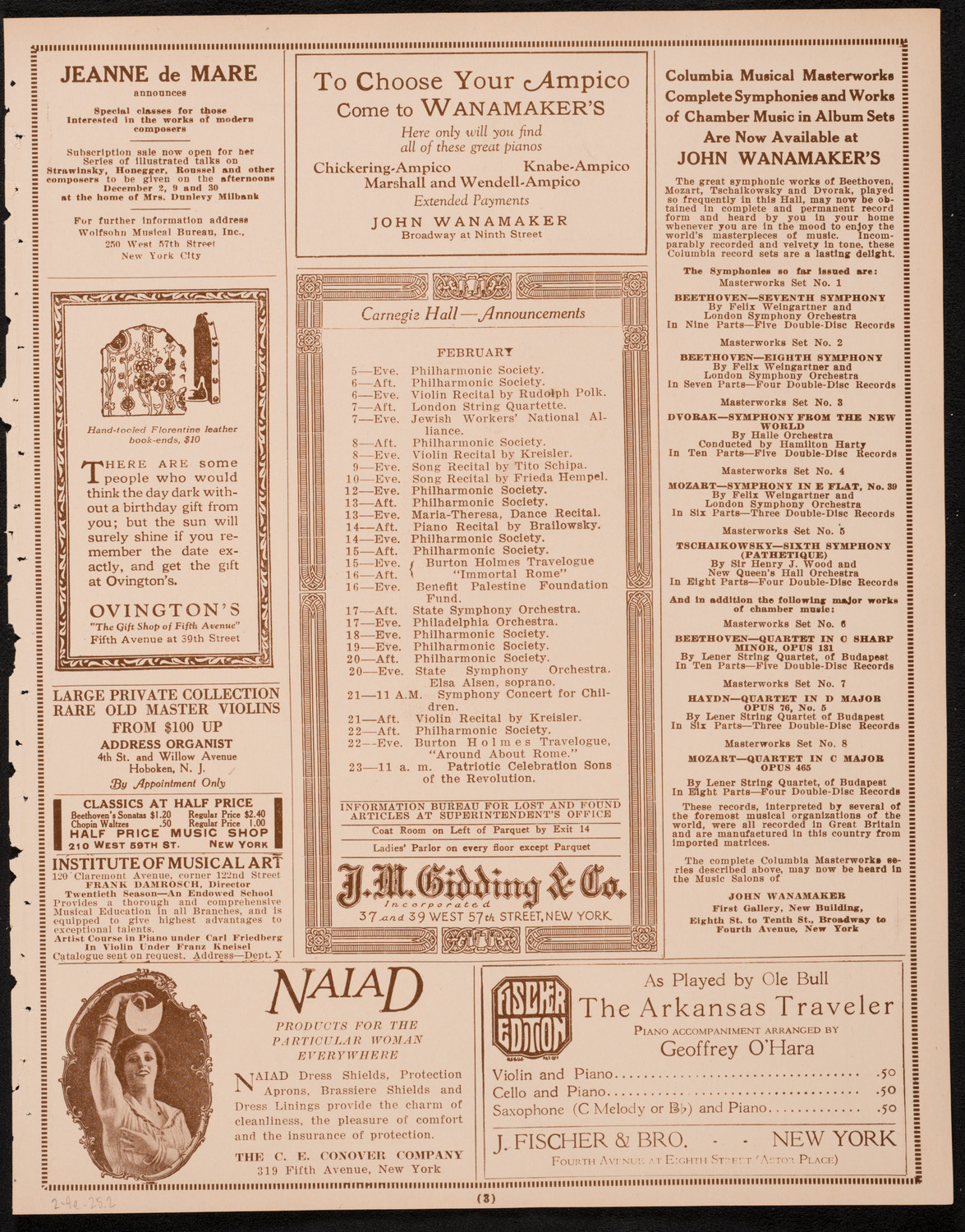 New York Philharmonic Students' Concert, February 4, 1925, program page 3