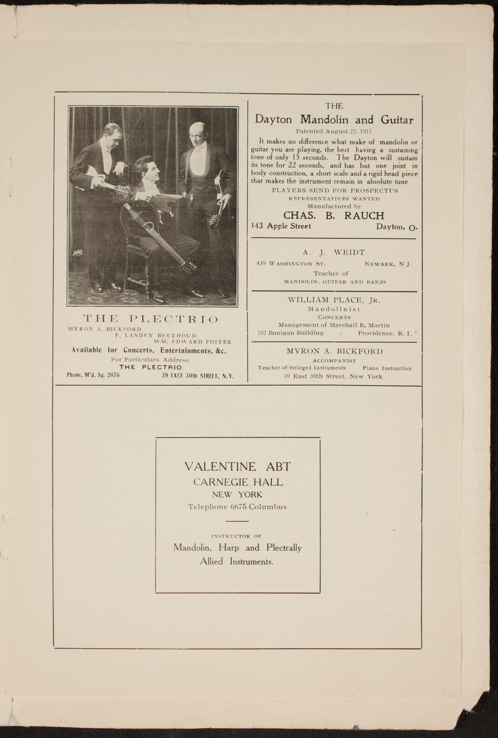 New York Plectrum Orchestra, February 23, 1912, program page 4