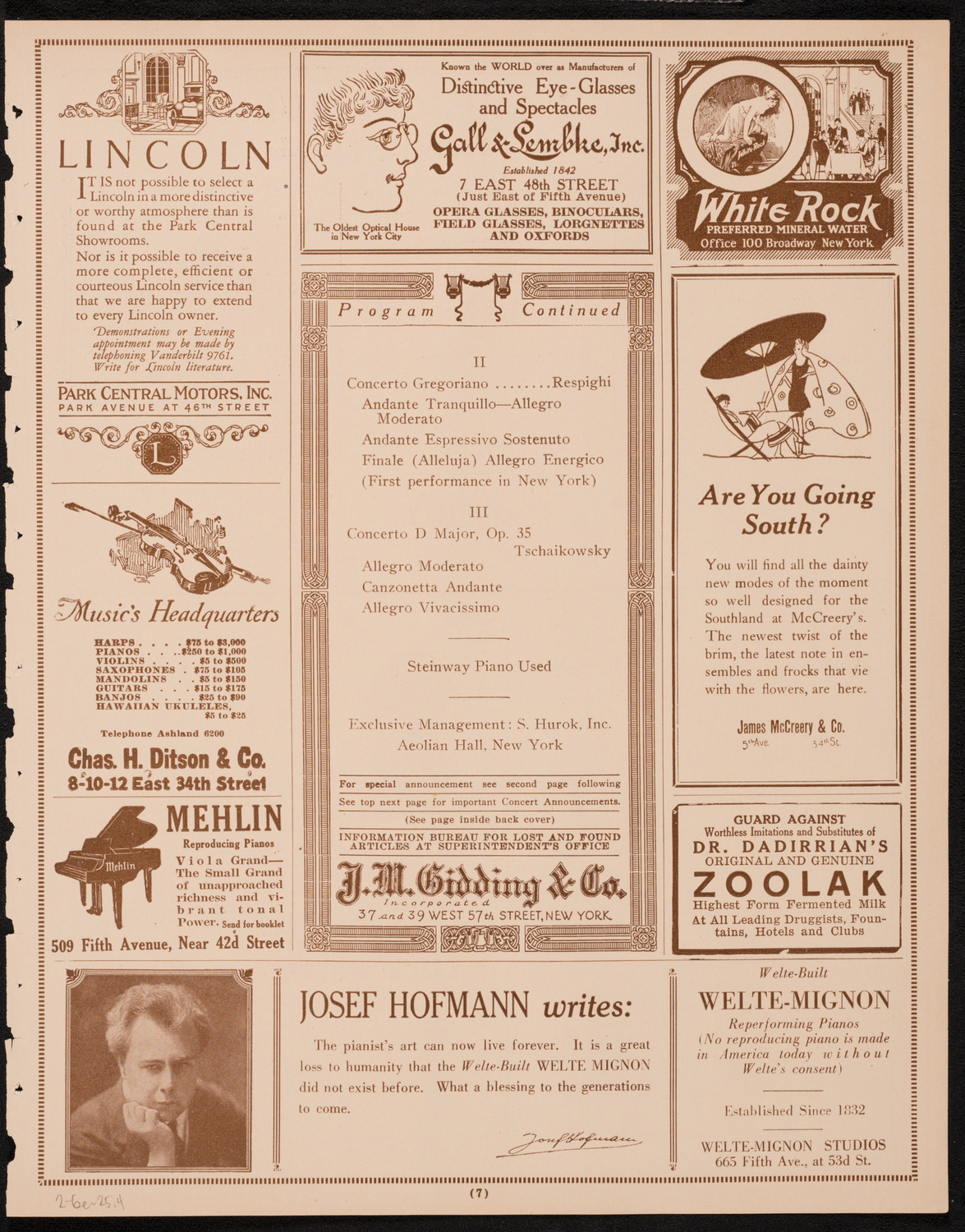 Rudolph Polk, Violin, with members of The New York Philharmonic, February 6, 1925, program page 7