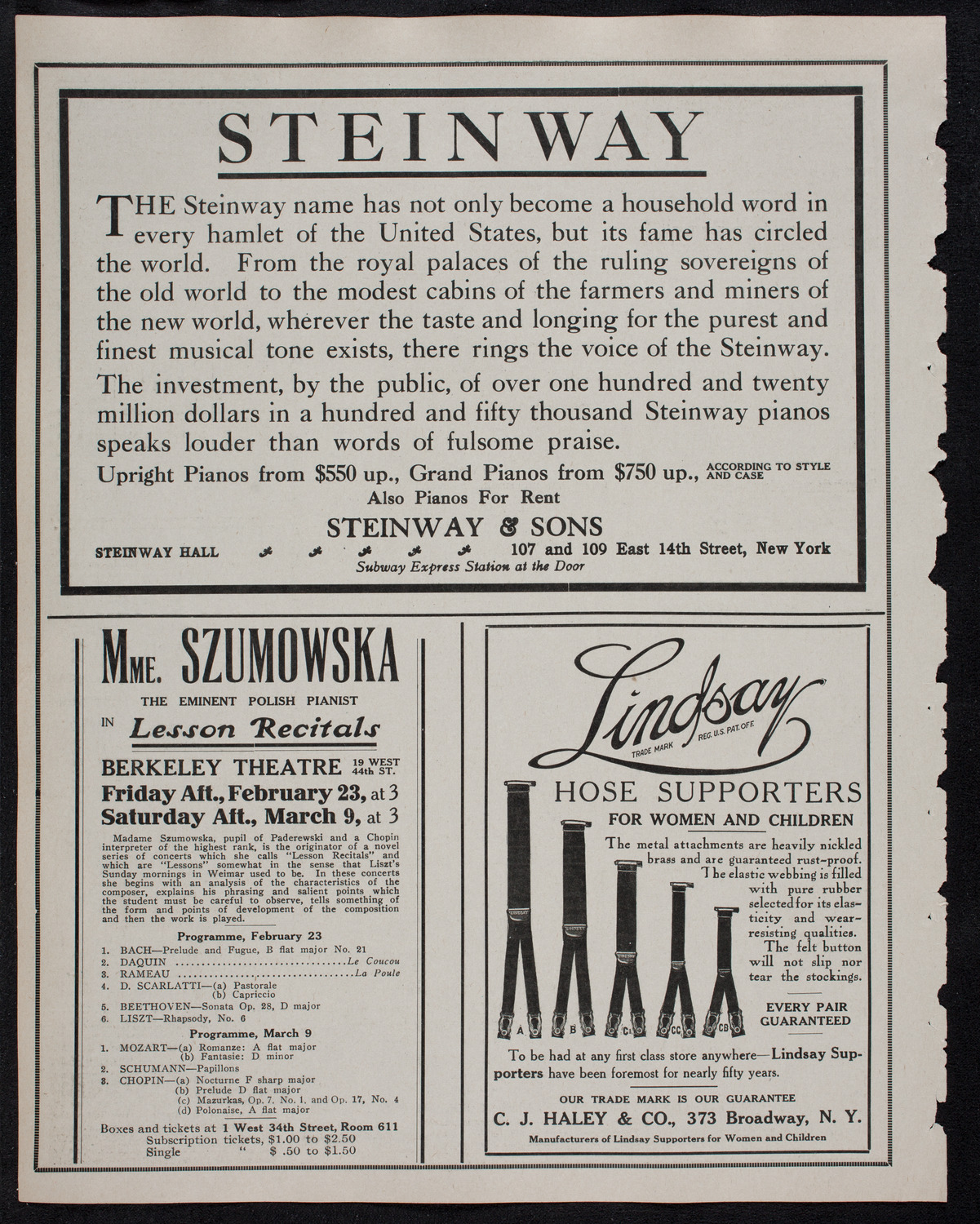 Boston Symphony Orchestra, February 22, 1912, program page 4