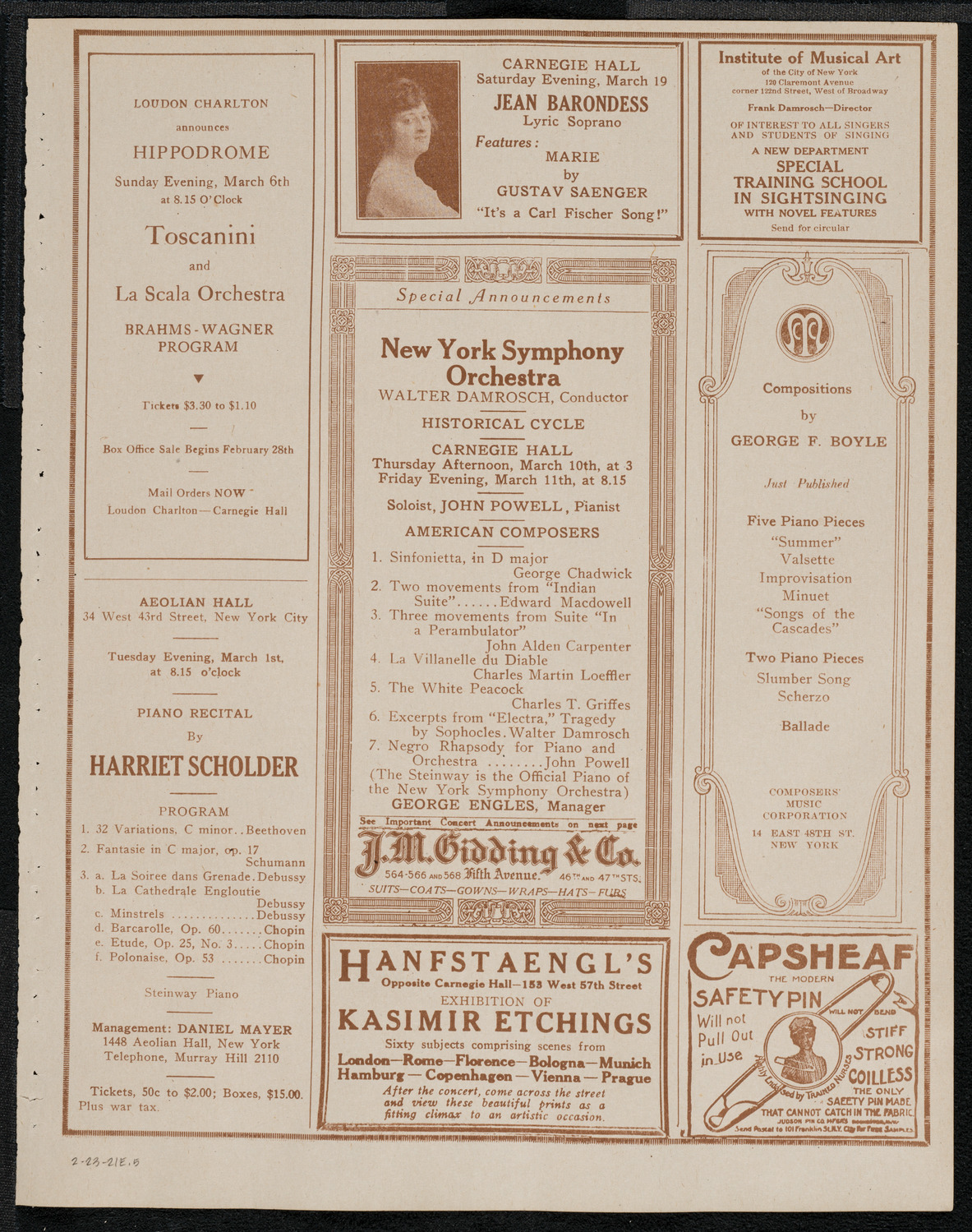 Issay Mitnitzky, Violin, February 23, 1921, program page 9