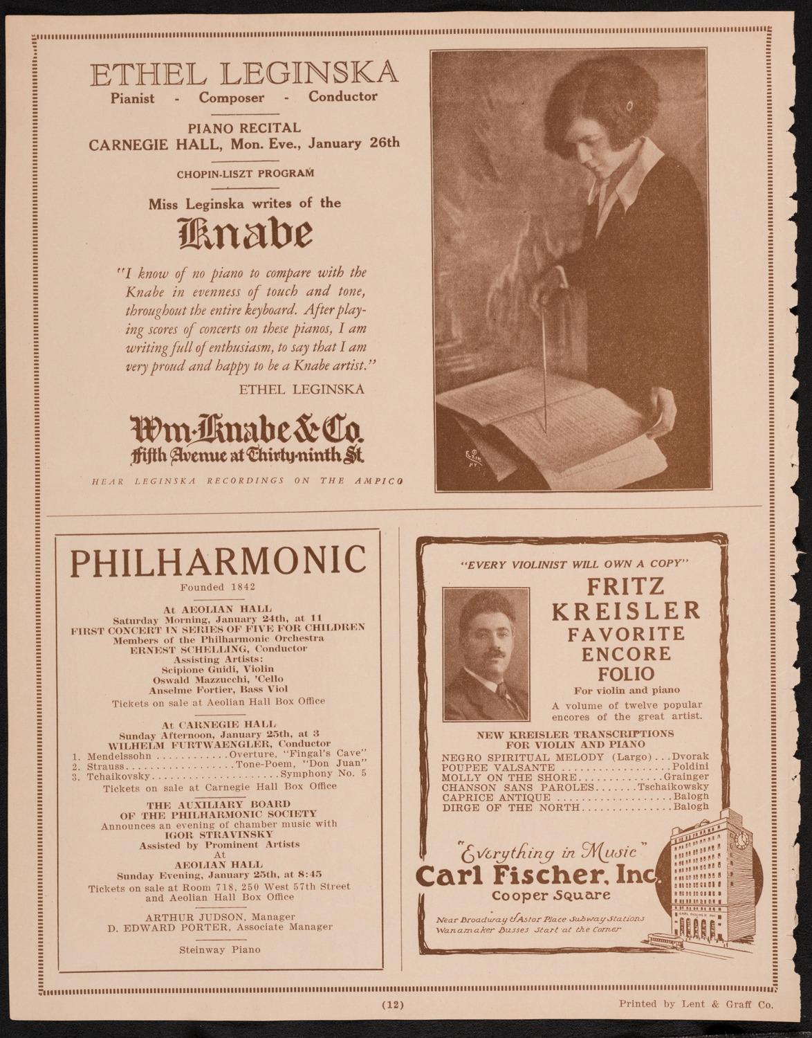 New York Symphony Orchestra, January 23, 1925, program page 12