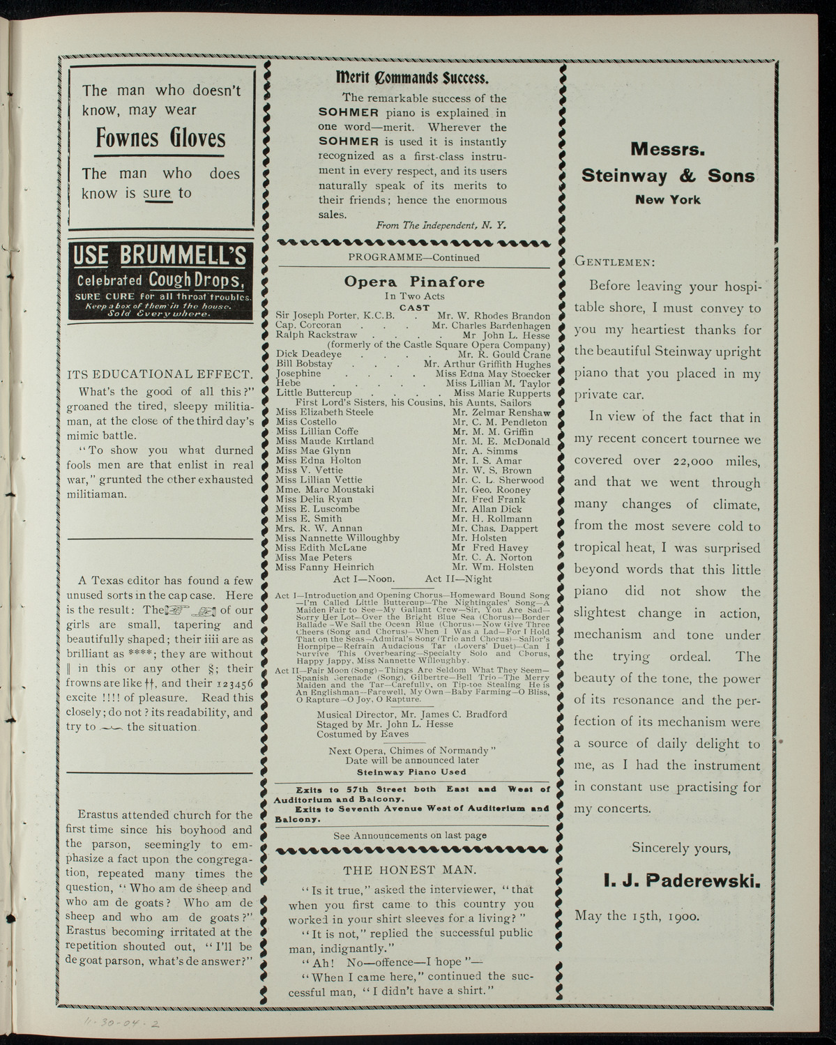 Ogden Crane School of Opera, November 30, 1904, program page 3