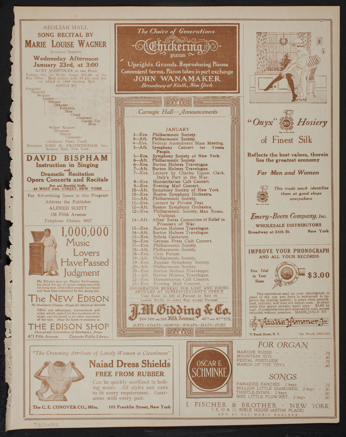 New York Symphony Orchestra, January 3, 1918, program page 3