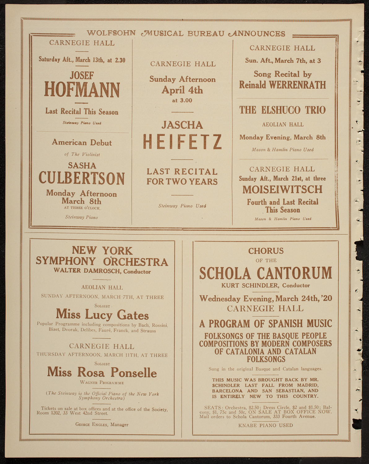New York Philharmonic, March 4, 1920, program page 8