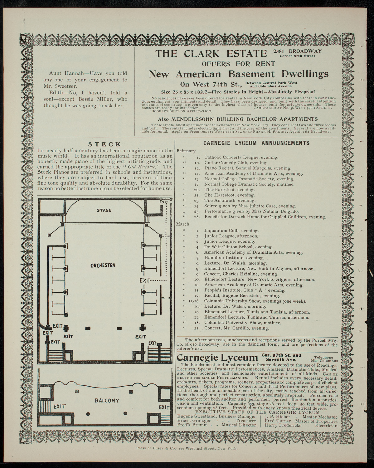 Academy Stock Company of the American Academy of the Dramatic Arts/Empire Theatre Dramatic School, January 31, 1905, program page 4