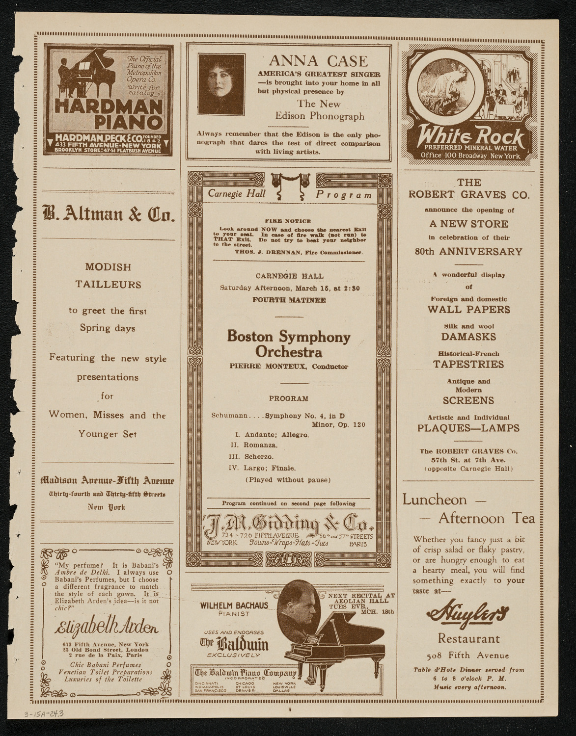 Boston Symphony Orchestra, March 15, 1924, program page 5