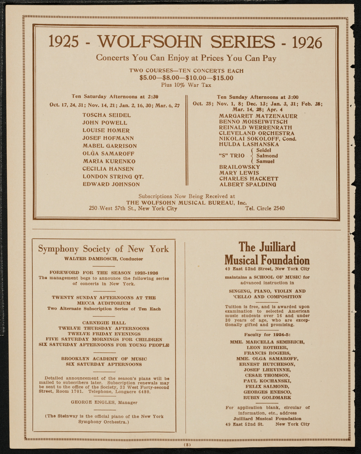 New York Music Week Association Concert, May 8, 1925, program page 8