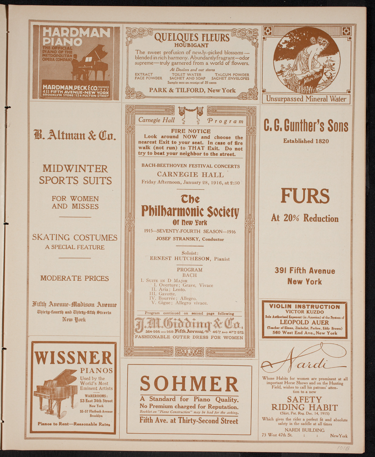 New York Philharmonic, January 28, 1916, program page 5