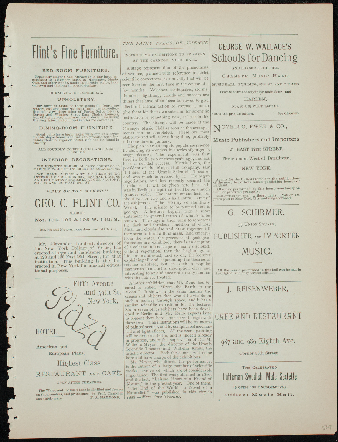 Damrosch Sunday Concert, January 3, 1892, program page 9