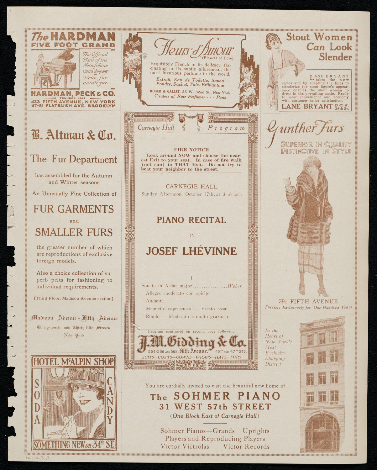 Josef Lhévinne, Piano, October 17, 1920, program page 5