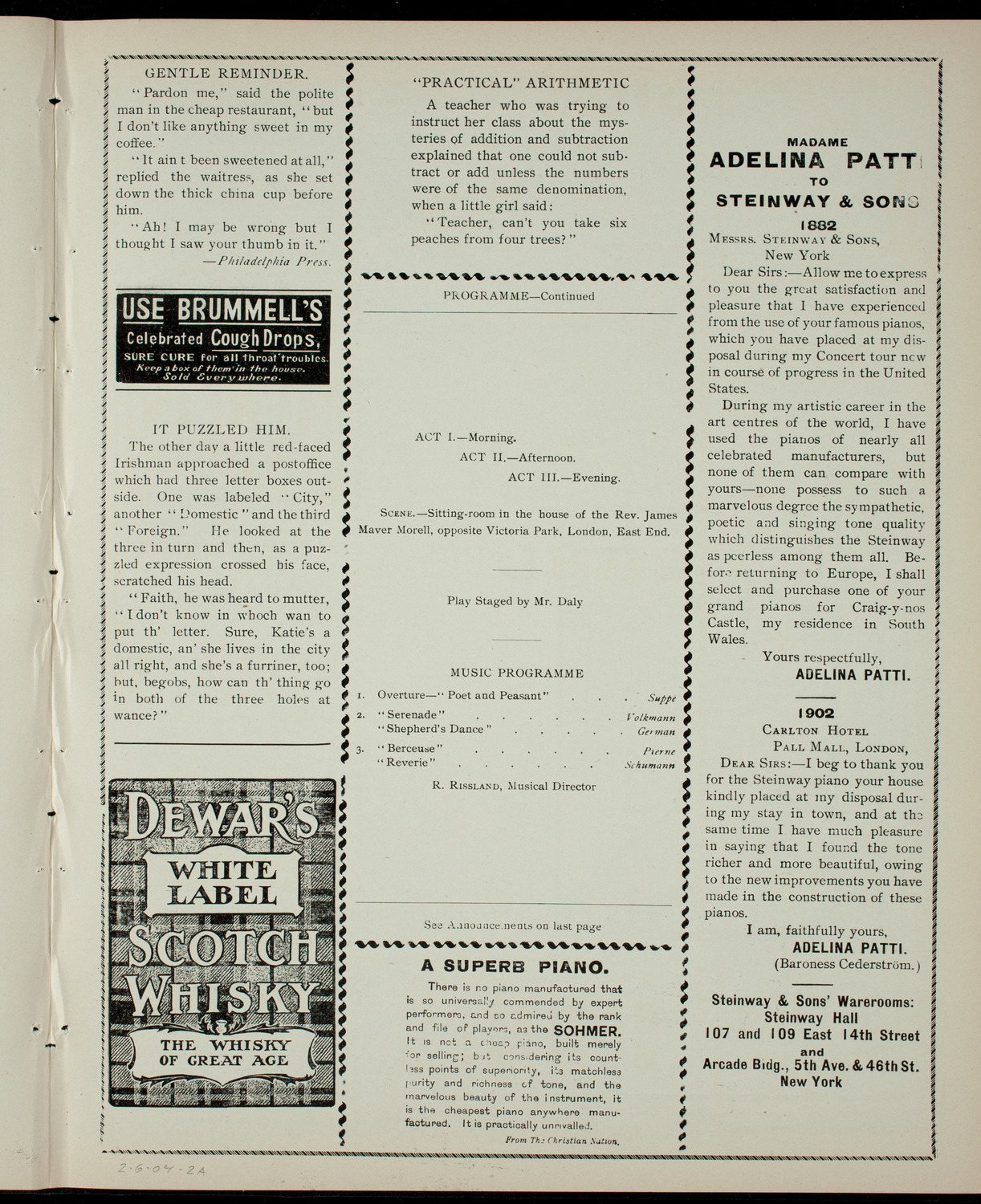 Amateur Comedy Club, February 6, 1904, program page 3