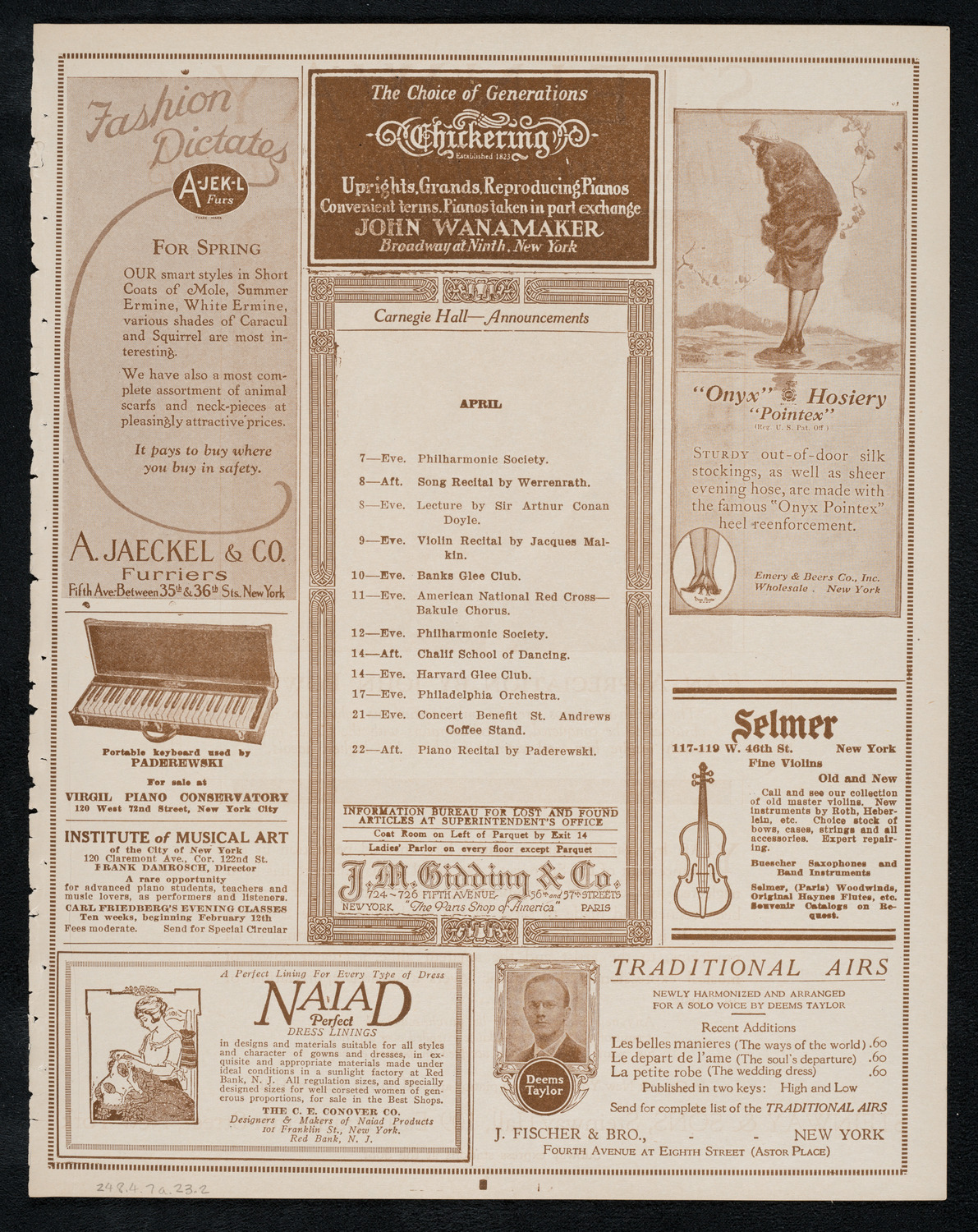 Boston Symphony Orchestra, April 7, 1923, program page 3