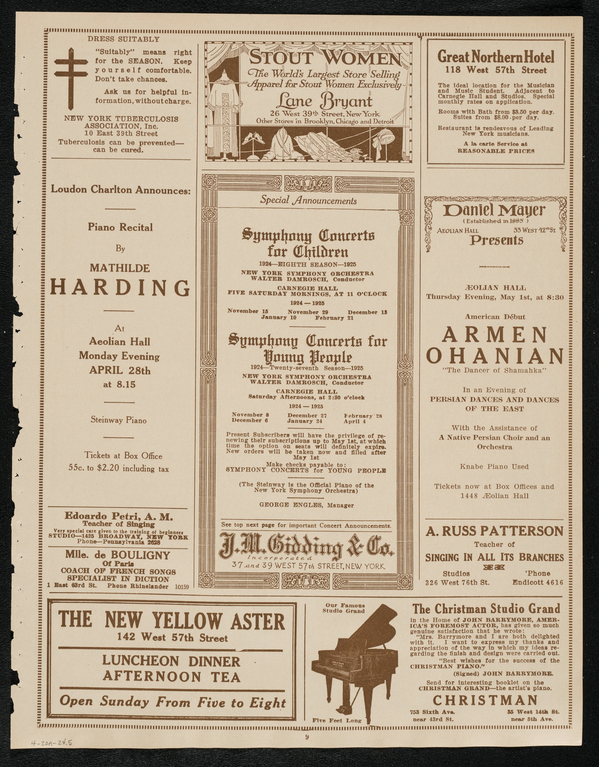 Maximilian Pilzer, Violin, assisted by Deborah Pilzer, Mezzo-Soprano, April 20, 1924, program page 9