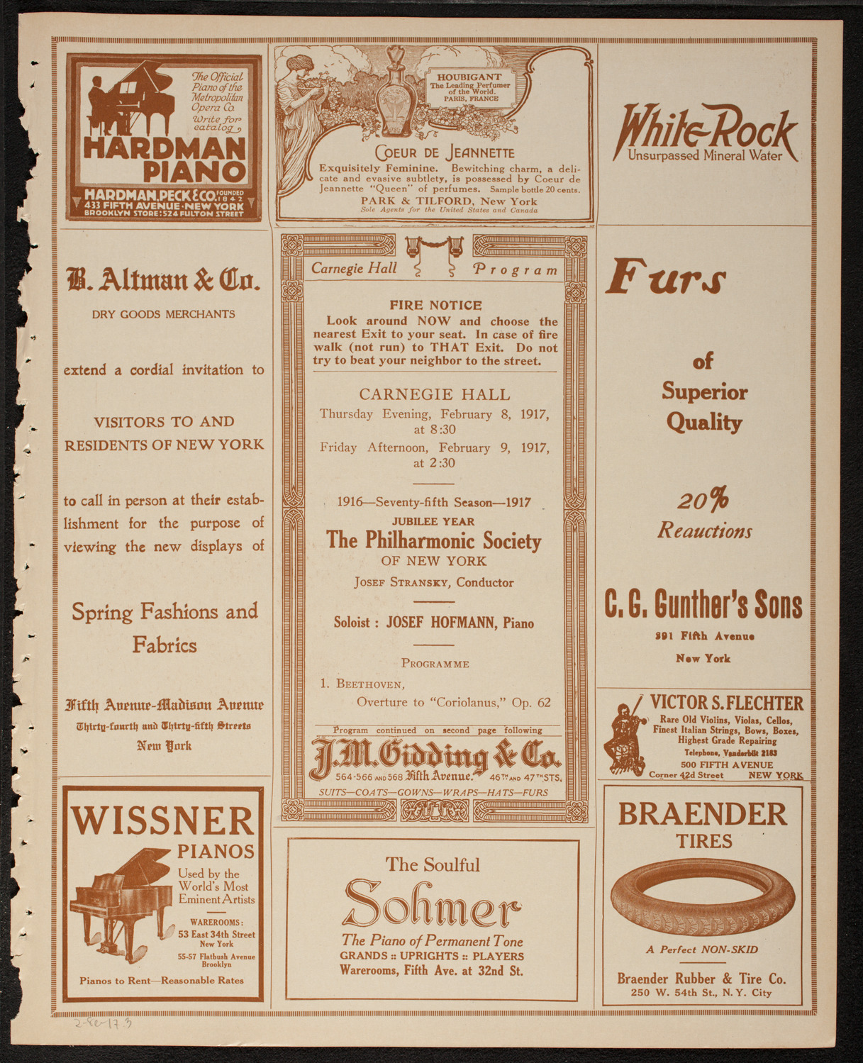 New York Philharmonic, February 8, 1917, program page 5