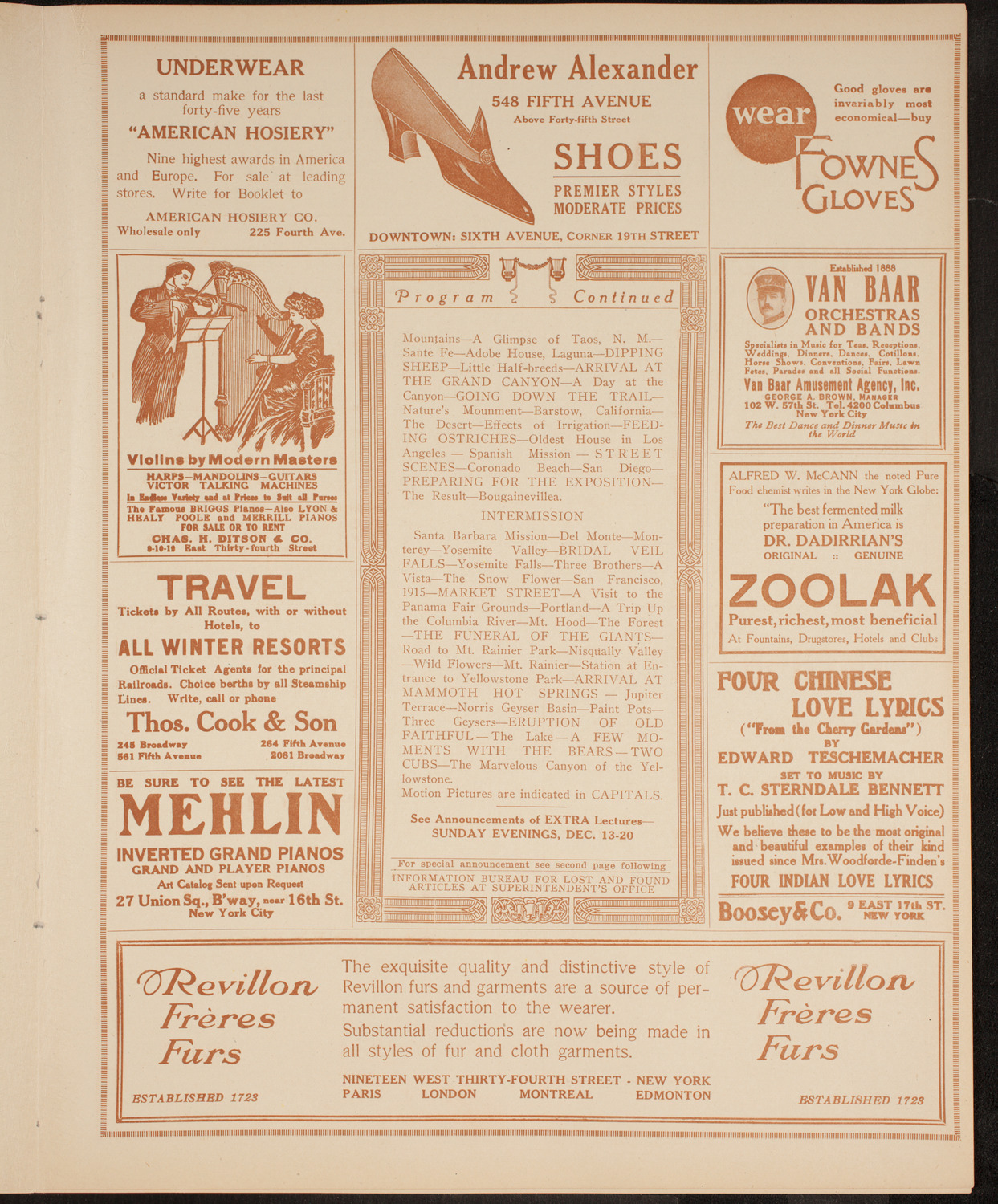 Elmendorf Lecture: Around the United States, December 7, 1914, program page 7