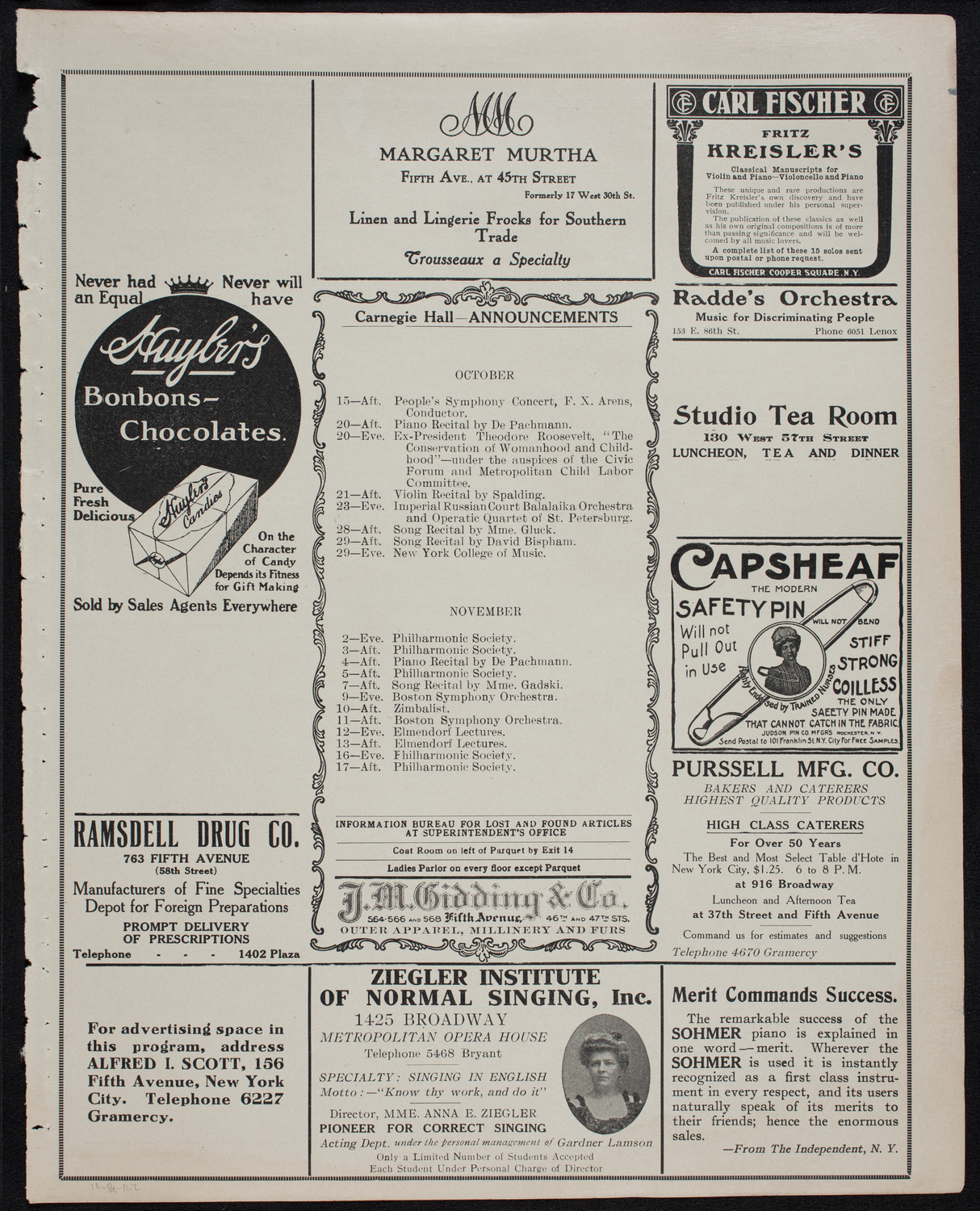 Otakar Gregor, Violin, October 8, 1911, program page 3