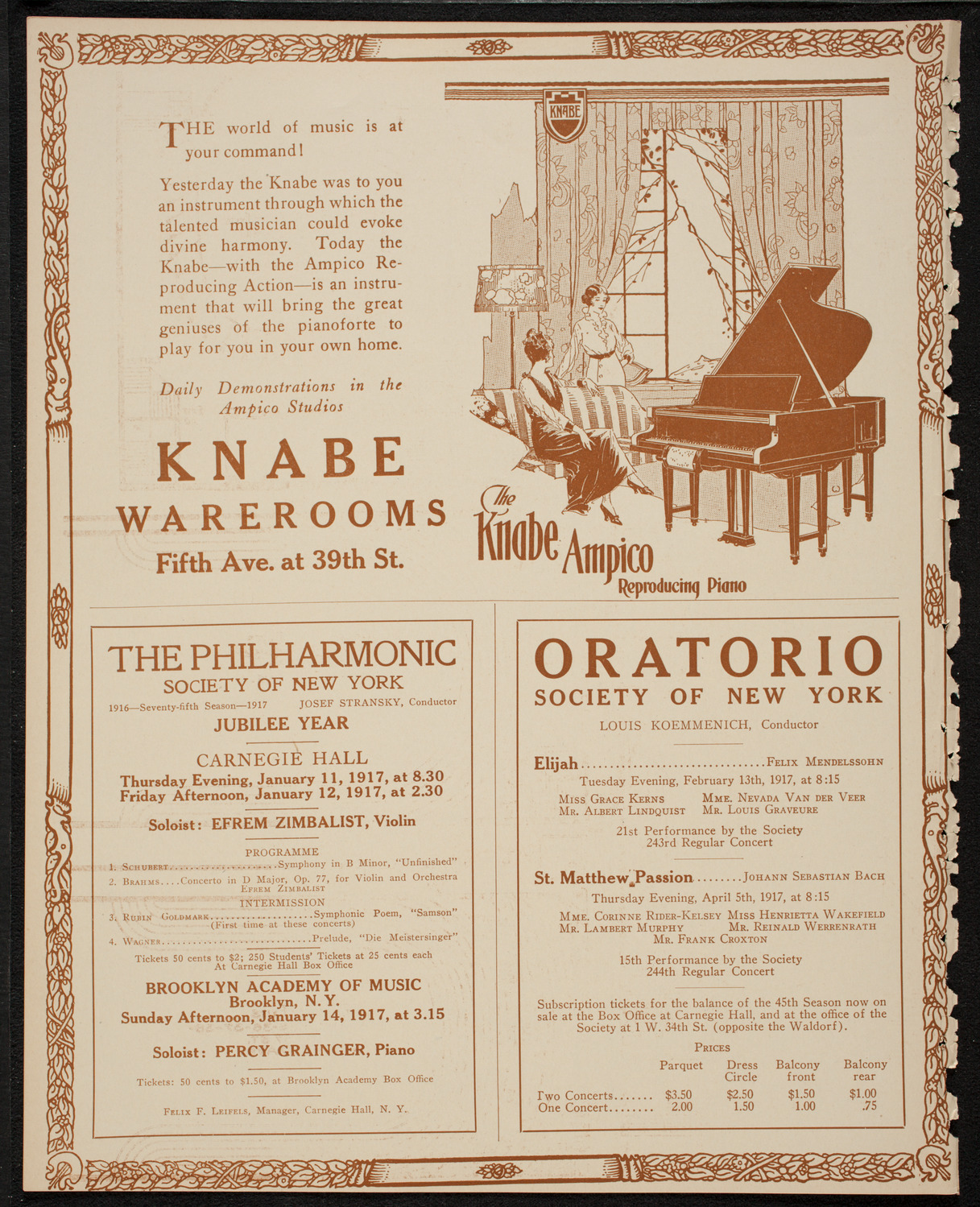 Cincinnati Symphony Orchestra, January 9, 1917, program page 12