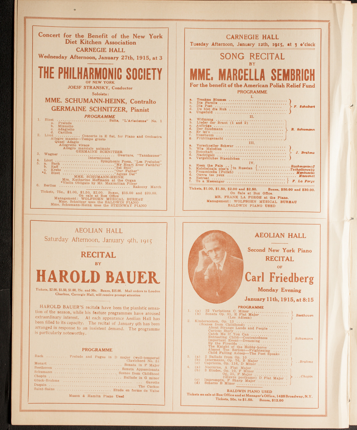 New York Philharmonic, January 10, 1915, program page 10
