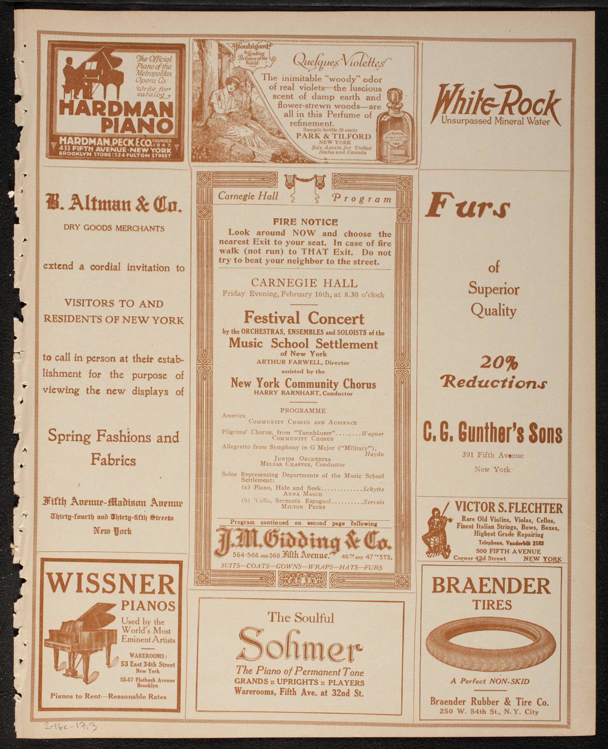 Music School Settlement Festival Concert, February 16, 1917, program page 5