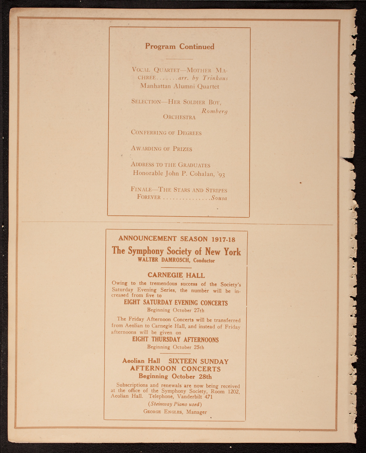 Graduation: Manhattan College, June 19, 1917, program page 8