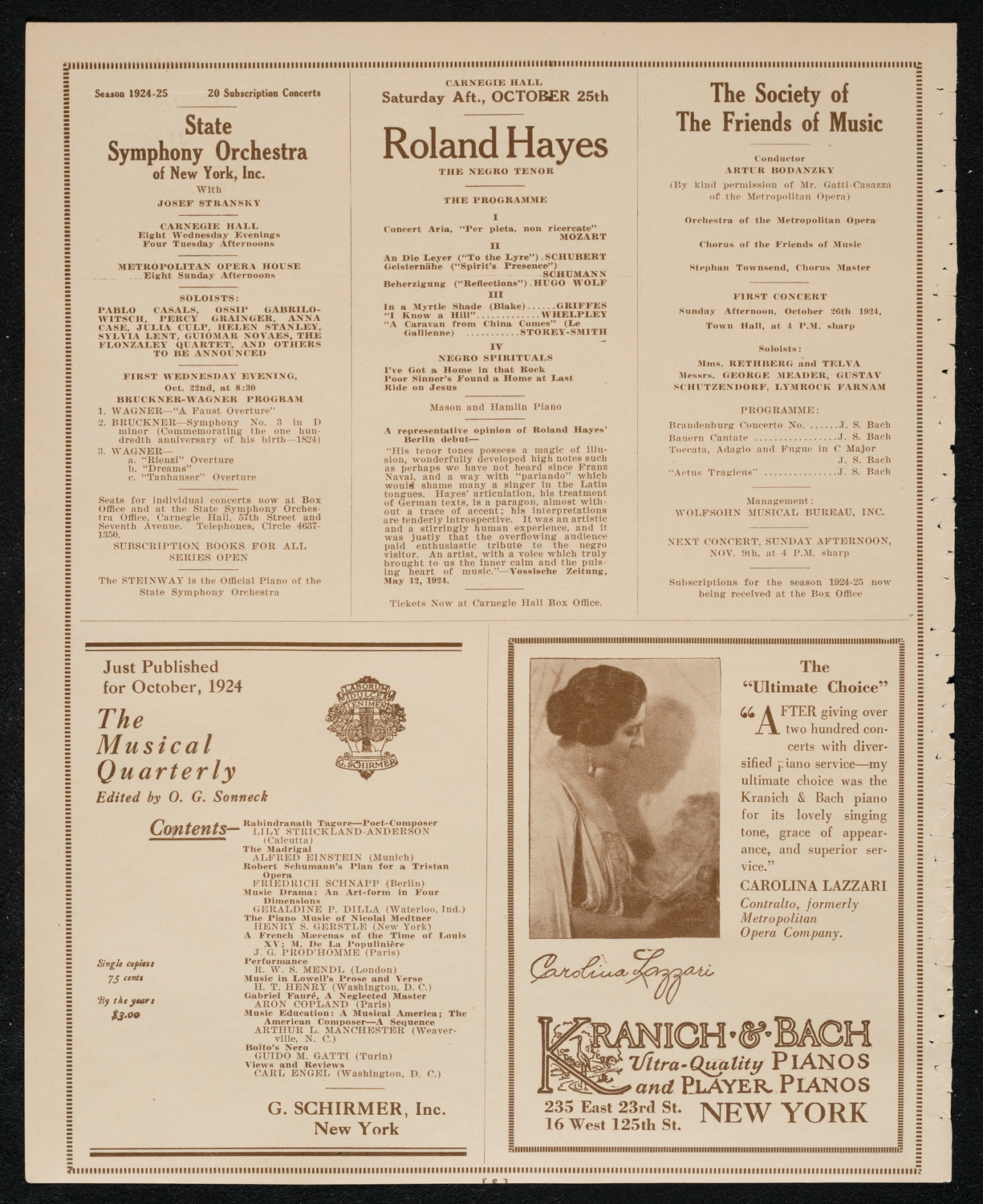 New York Philharmonic, October 16, 1924, program page 6