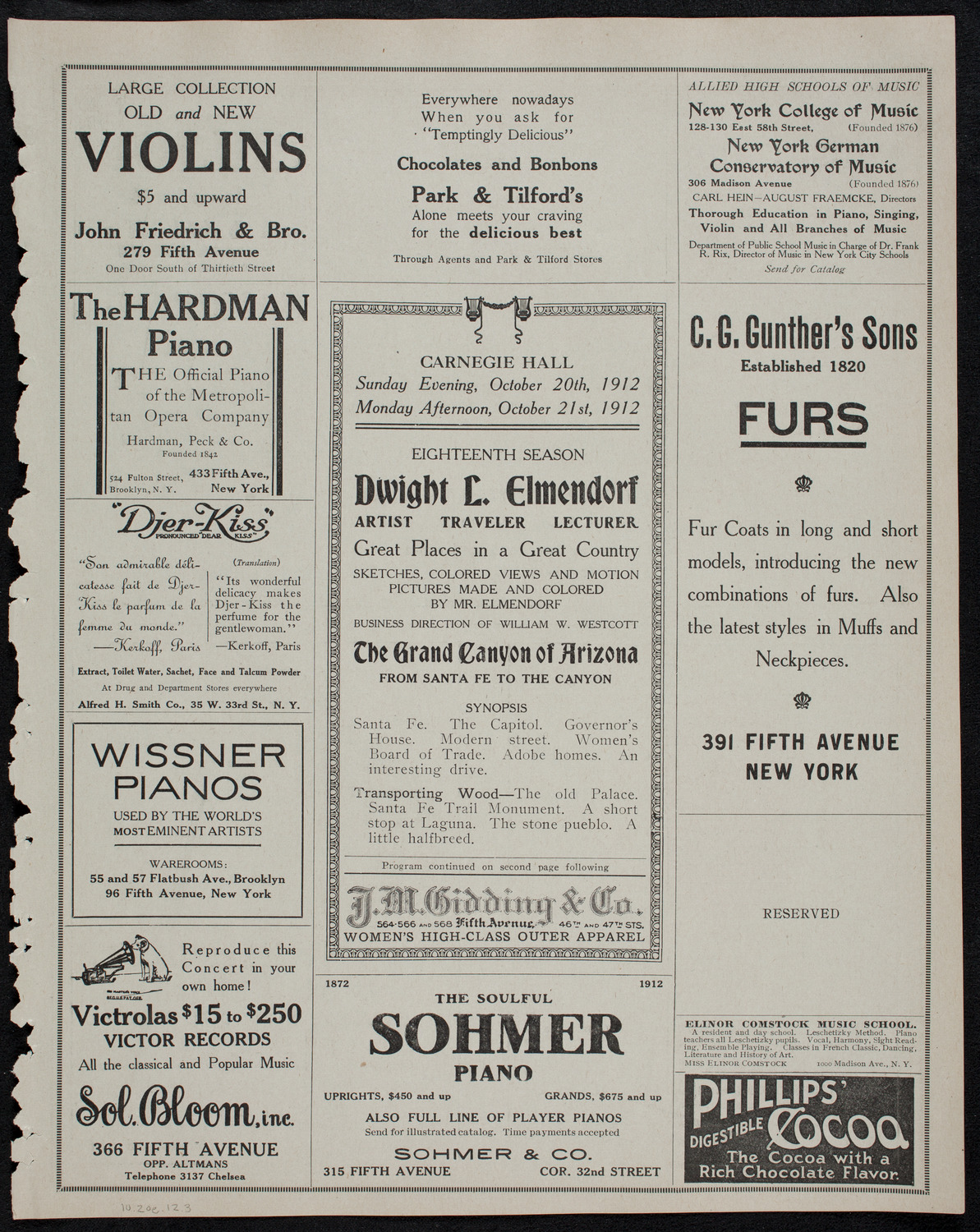 Elmendorf Lecture: The Grand Canyon, October 20, 1912, program page 5