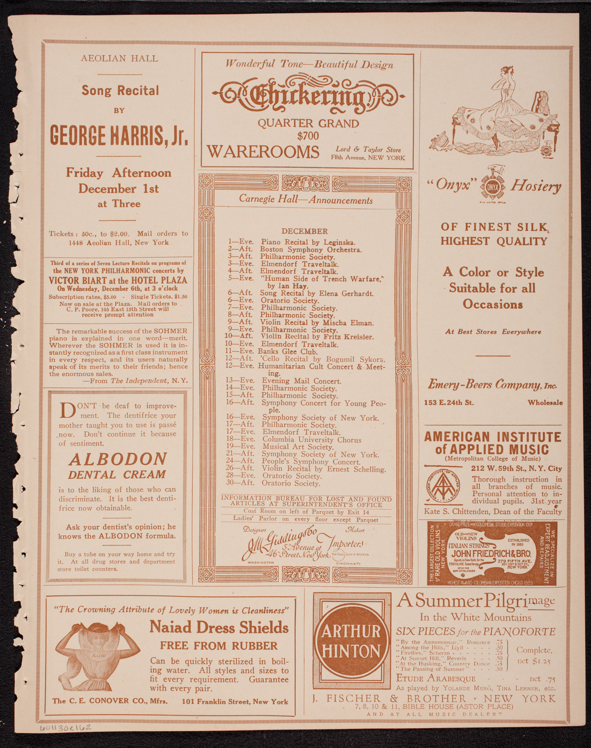 Boston Symphony Orchestra, November 30, 1916, program page 3