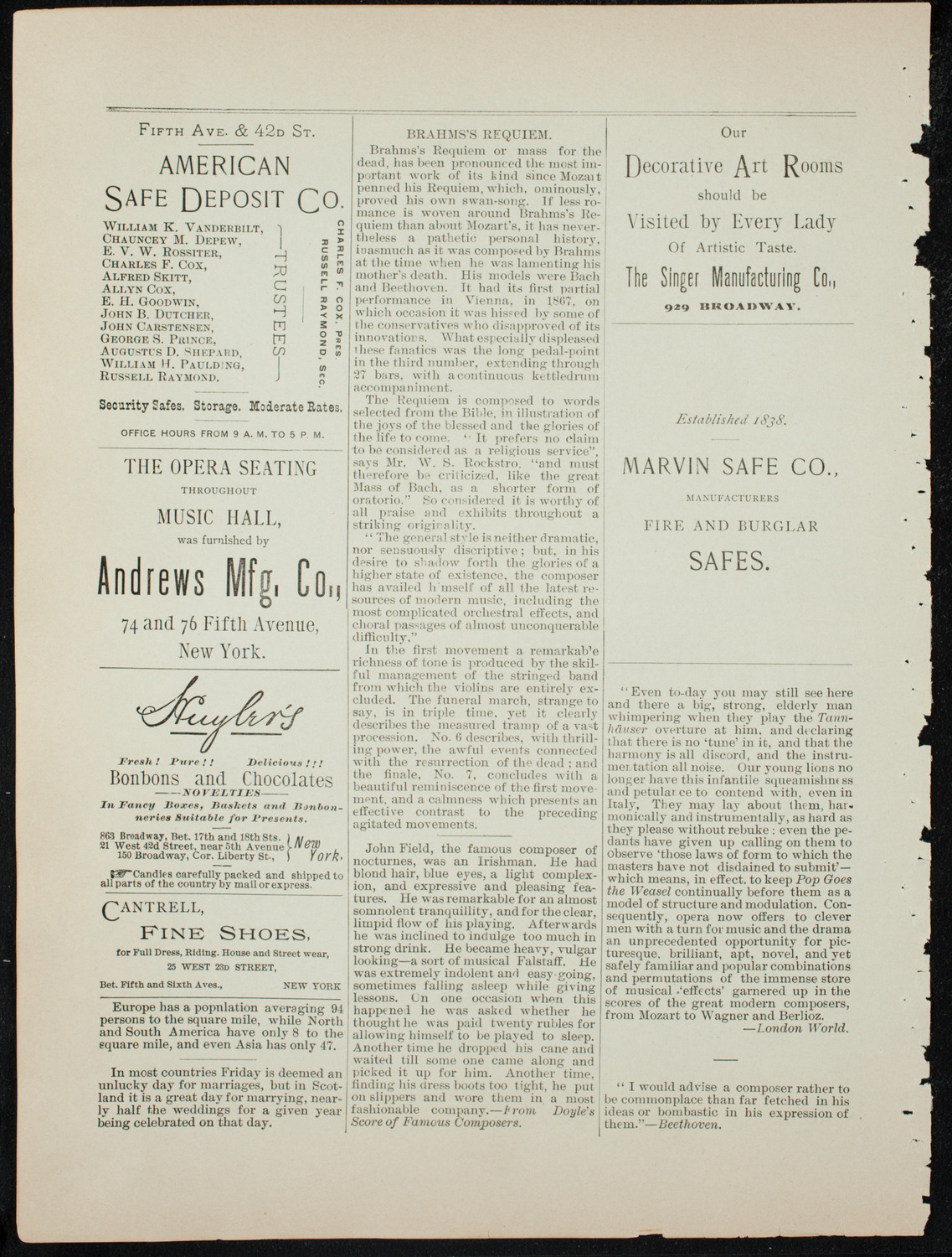 Oratorio Society of New York, November 28, 1891, program page 5
